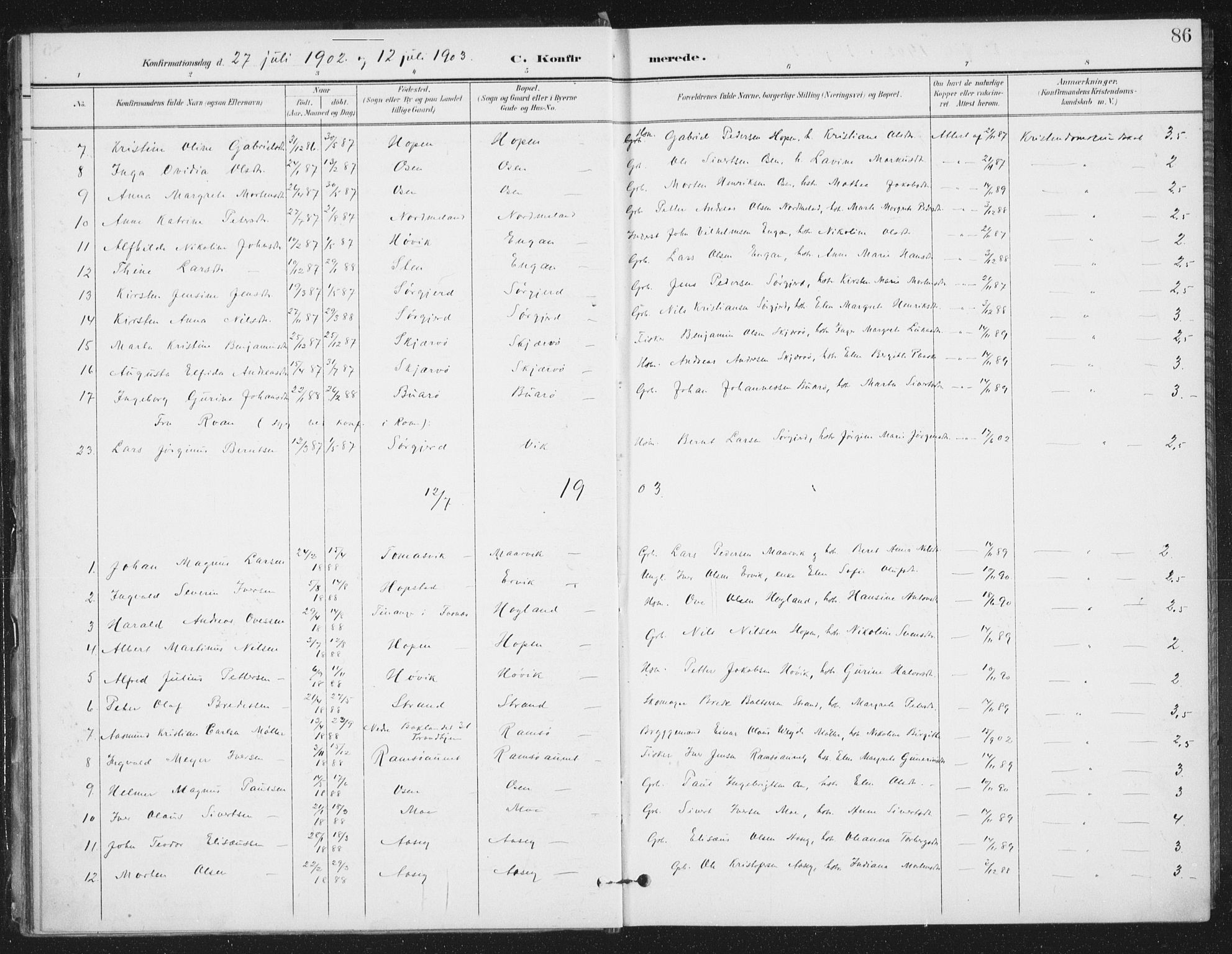 Ministerialprotokoller, klokkerbøker og fødselsregistre - Sør-Trøndelag, SAT/A-1456/658/L0723: Parish register (official) no. 658A02, 1897-1912, p. 86