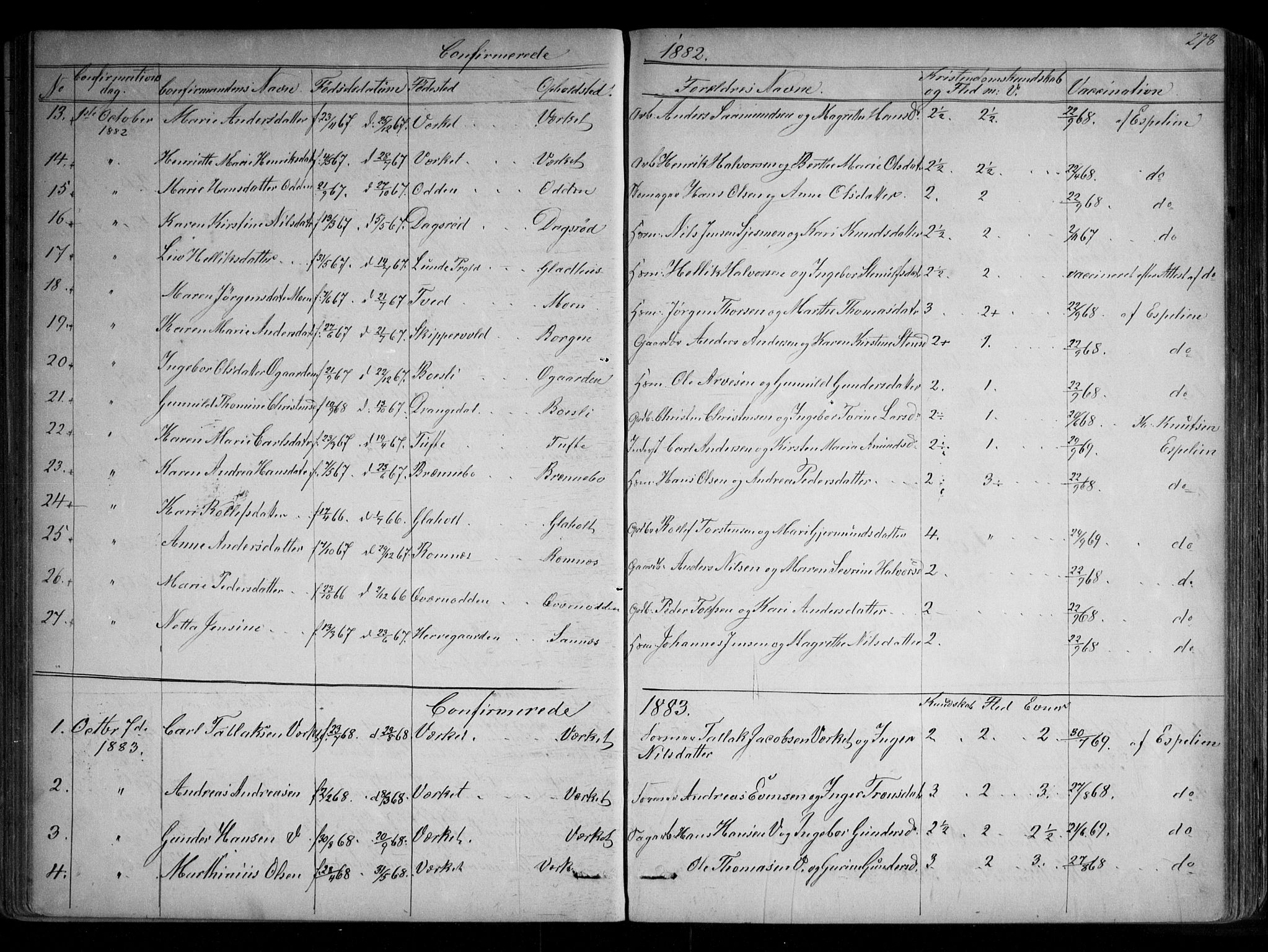 Holla kirkebøker, AV/SAKO-A-272/G/Ga/L0004: Parish register (copy) no. I 4, 1867-1890, p. 278