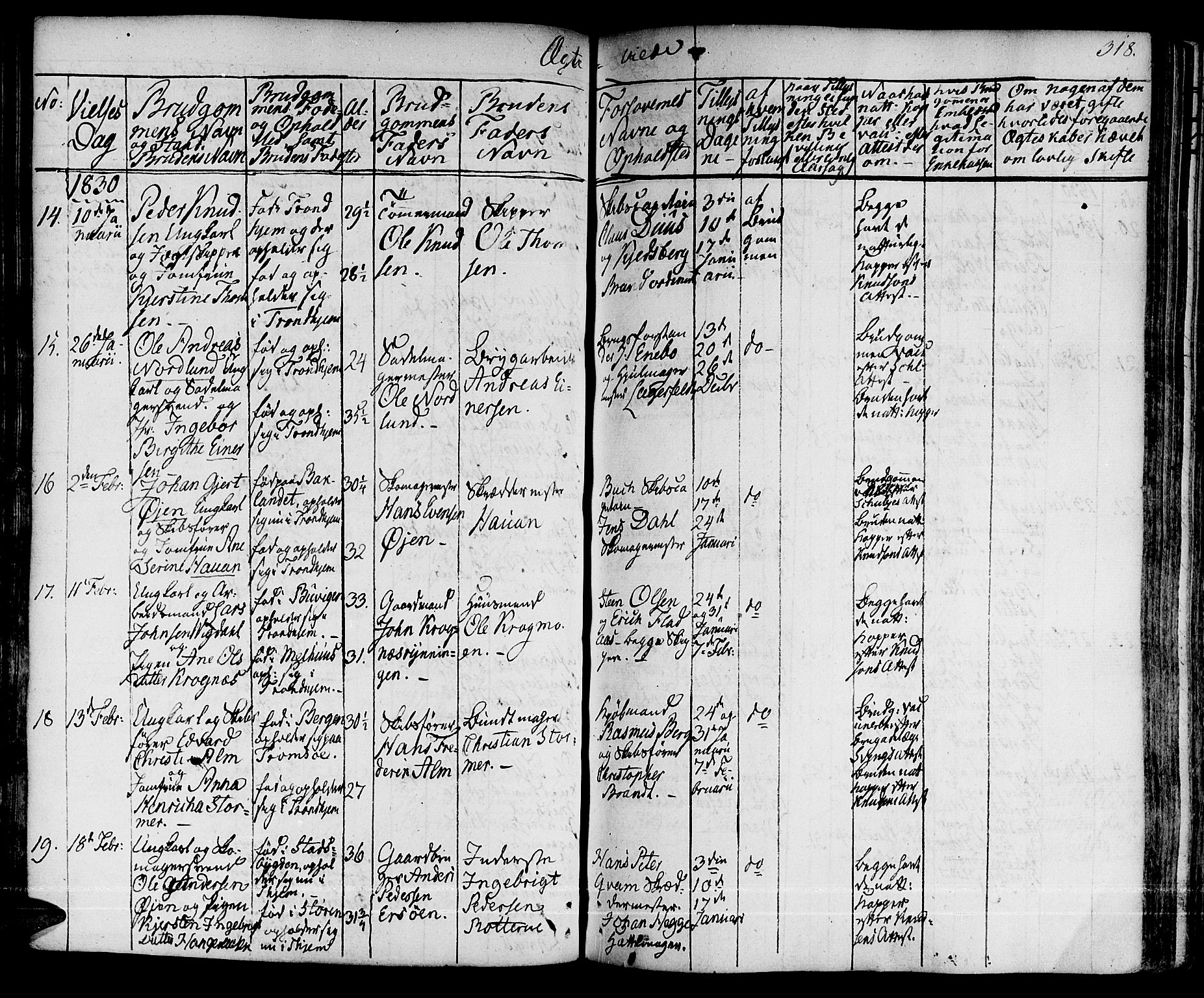 Ministerialprotokoller, klokkerbøker og fødselsregistre - Sør-Trøndelag, SAT/A-1456/601/L0045: Parish register (official) no. 601A13, 1821-1831, p. 318