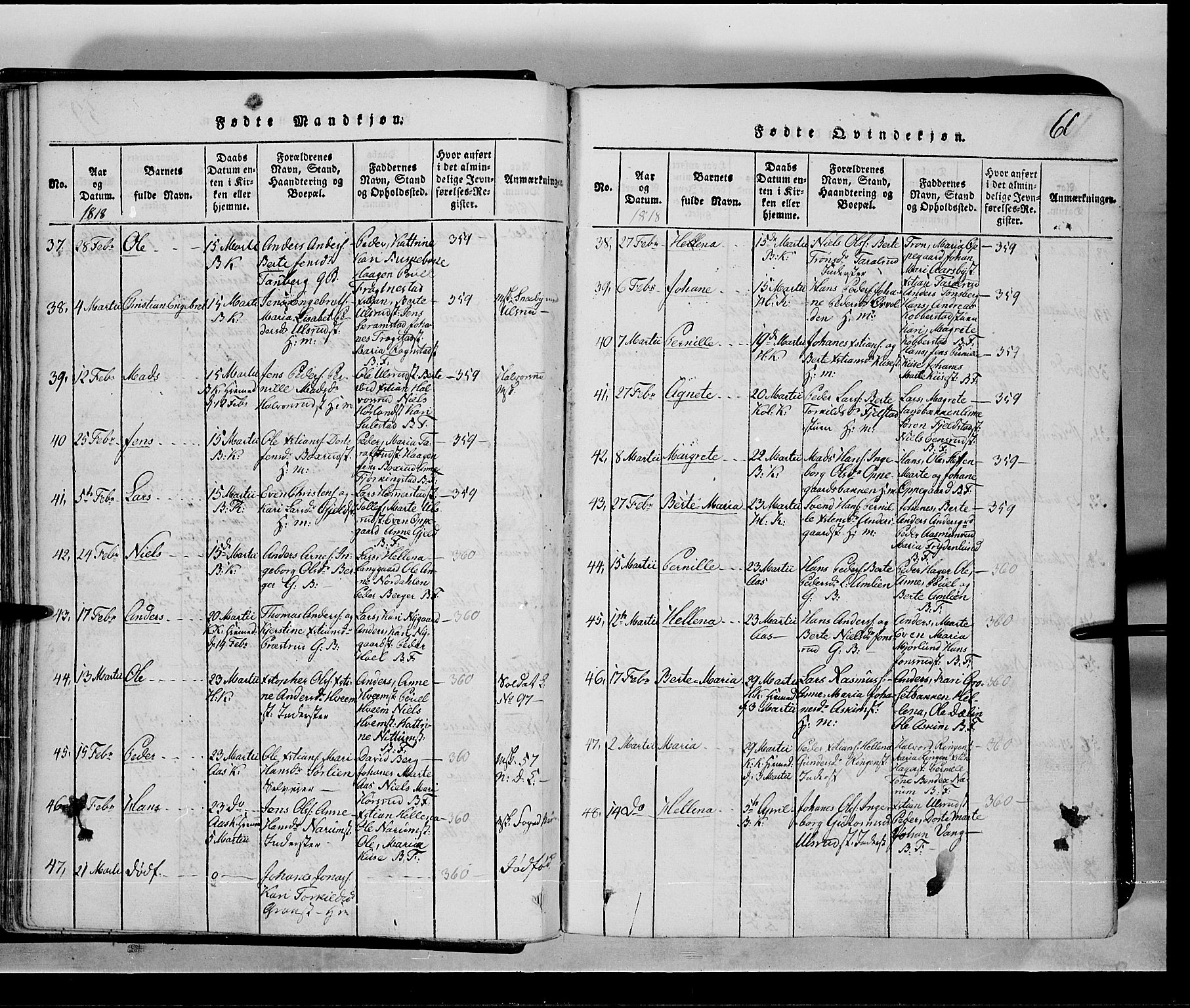 Toten prestekontor, SAH/PREST-102/H/Ha/Hab/L0001: Parish register (copy) no. 1, 1814-1820, p. 60