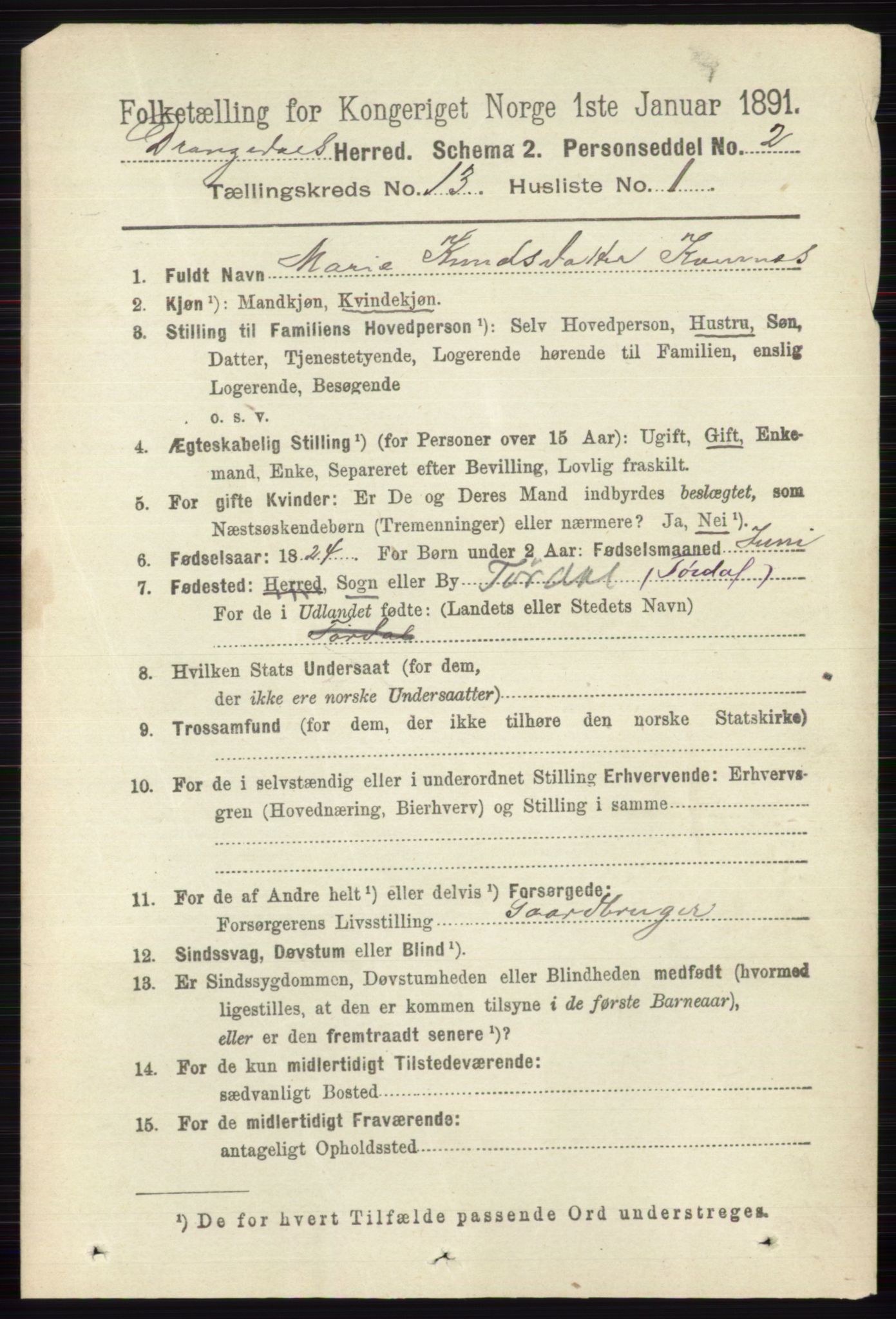 RA, 1891 census for 0817 Drangedal, 1891, p. 4709