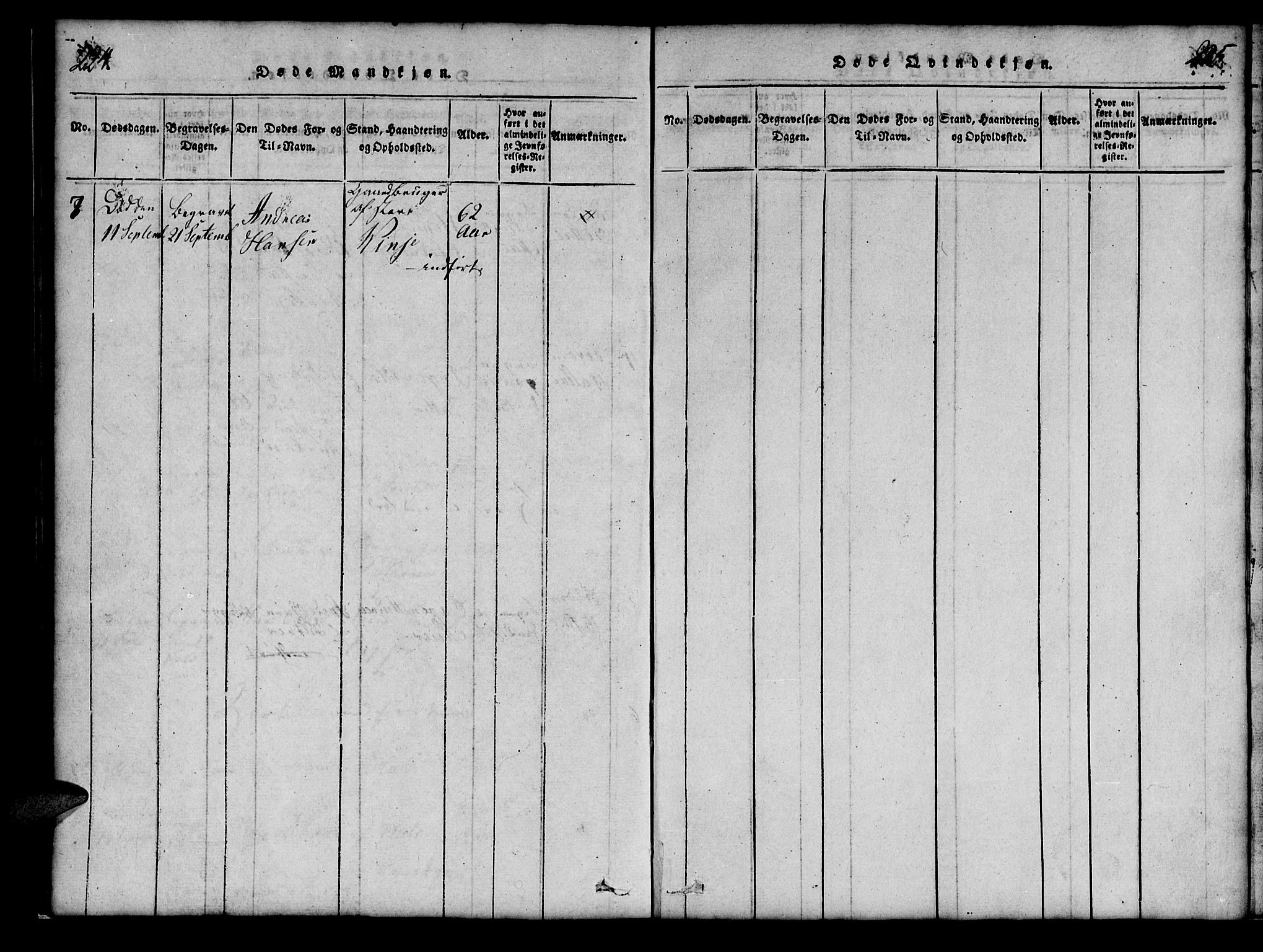 Tranøy sokneprestkontor, SATØ/S-1313/I/Ia/Iab/L0009klokker: Parish register (copy) no. 9, 1829-1834, p. 224-225