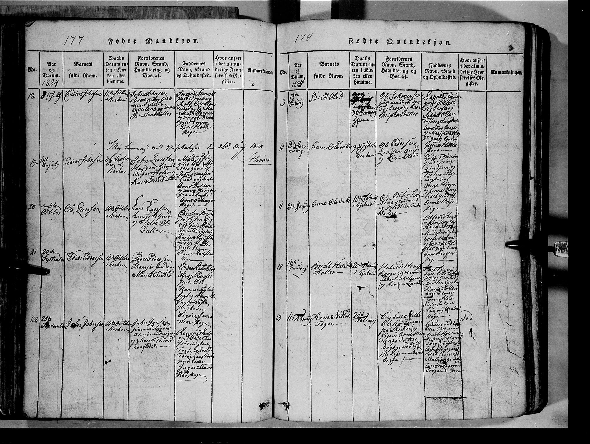 Lom prestekontor, SAH/PREST-070/L/L0003: Parish register (copy) no. 3, 1815-1844, p. 177-178