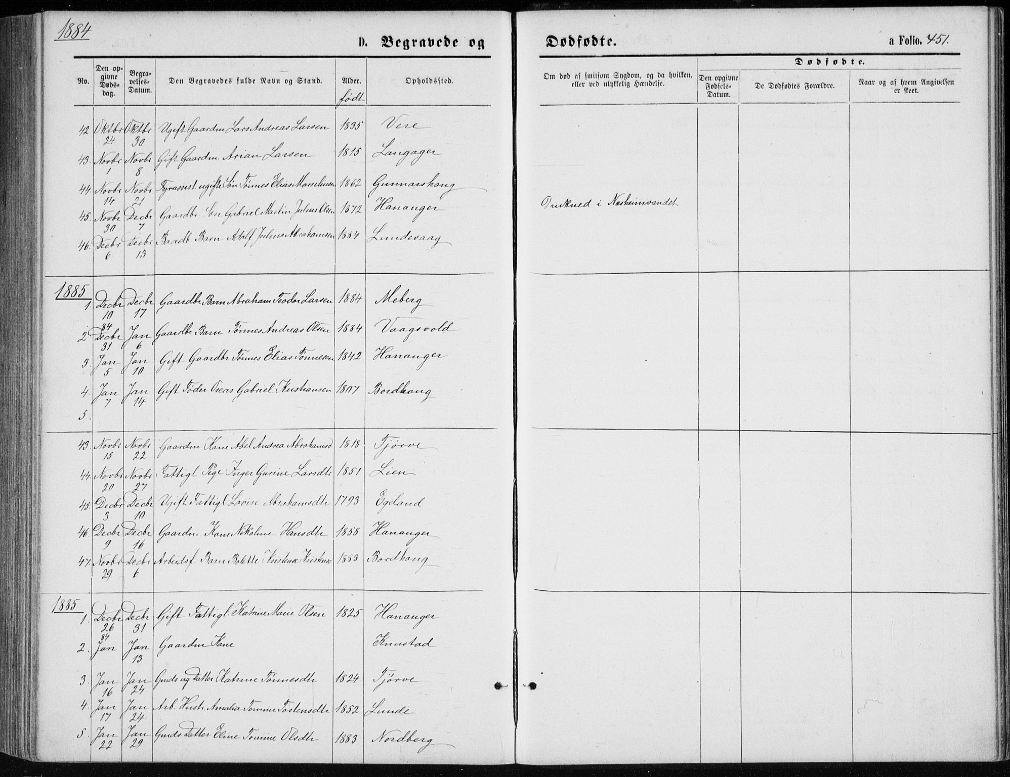 Lista sokneprestkontor, AV/SAK-1111-0027/F/Fb/L0004: Parish register (copy) no. B 4, 1877-1891, p. 451