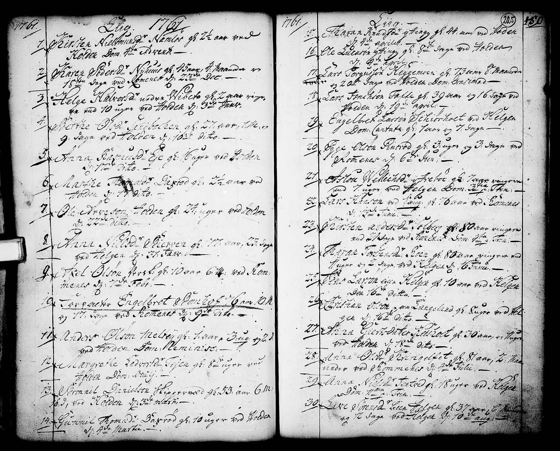 Holla kirkebøker, SAKO/A-272/F/Fa/L0001: Parish register (official) no. 1, 1717-1779, p. 225