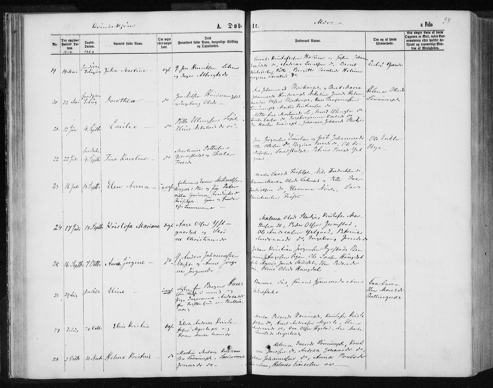 Ministerialprotokoller, klokkerbøker og fødselsregistre - Nord-Trøndelag, SAT/A-1458/735/L0345: Parish register (official) no. 735A08 /1, 1863-1872, p. 38