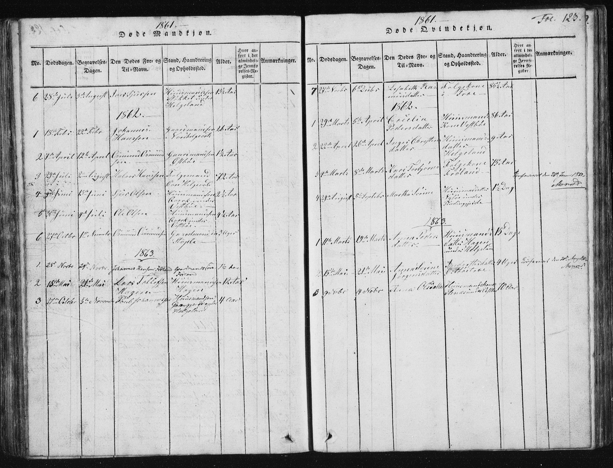 Vikedal sokneprestkontor, SAST/A-101840/01/V: Parish register (copy) no. B 2, 1816-1863, p. 123
