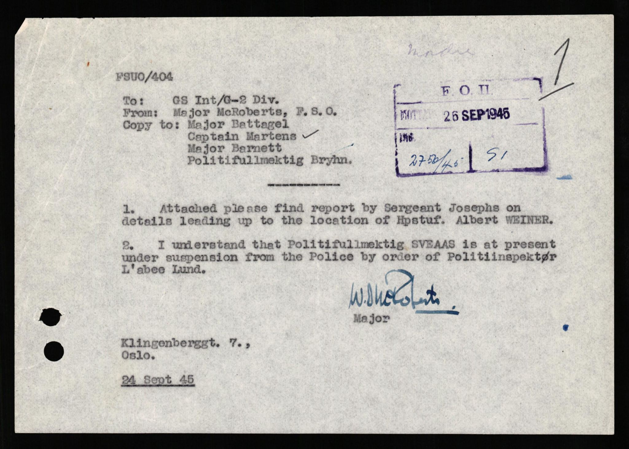 Forsvaret, Forsvarets overkommando II, AV/RA-RAFA-3915/D/Db/L0035: CI Questionaires. Tyske okkupasjonsstyrker i Norge. Tyskere., 1945-1946, p. 217