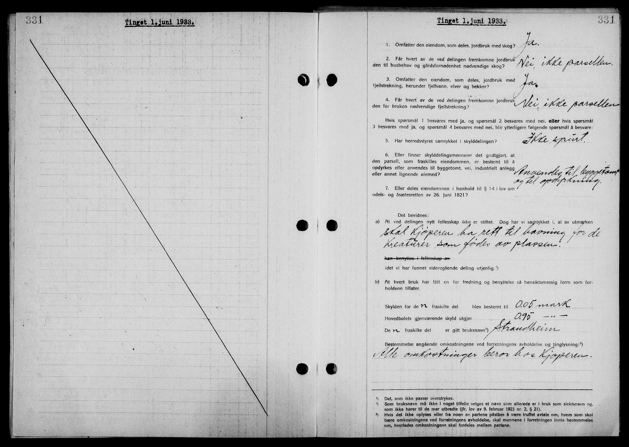 Steigen og Ofoten sorenskriveri, SAT/A-0030/1/2/2C/L0022/0001: Mortgage book no. 25-II og 26-I, 1932-1933, Deed date: 01.06.1933