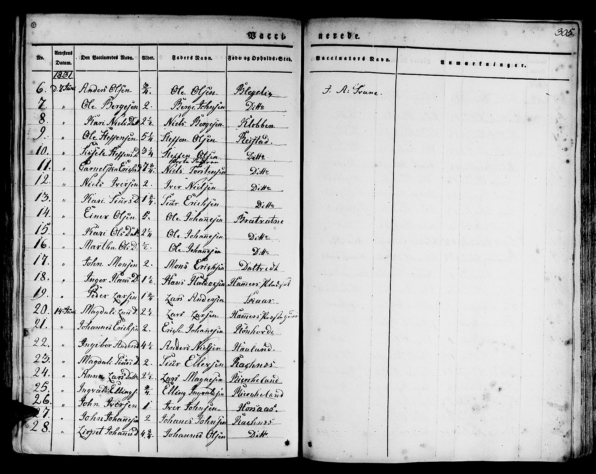 Hamre sokneprestembete, AV/SAB-A-75501/H/Ha/Haa/Haaa/L0011: Parish register (official) no. A 11, 1826-1834, p. 305