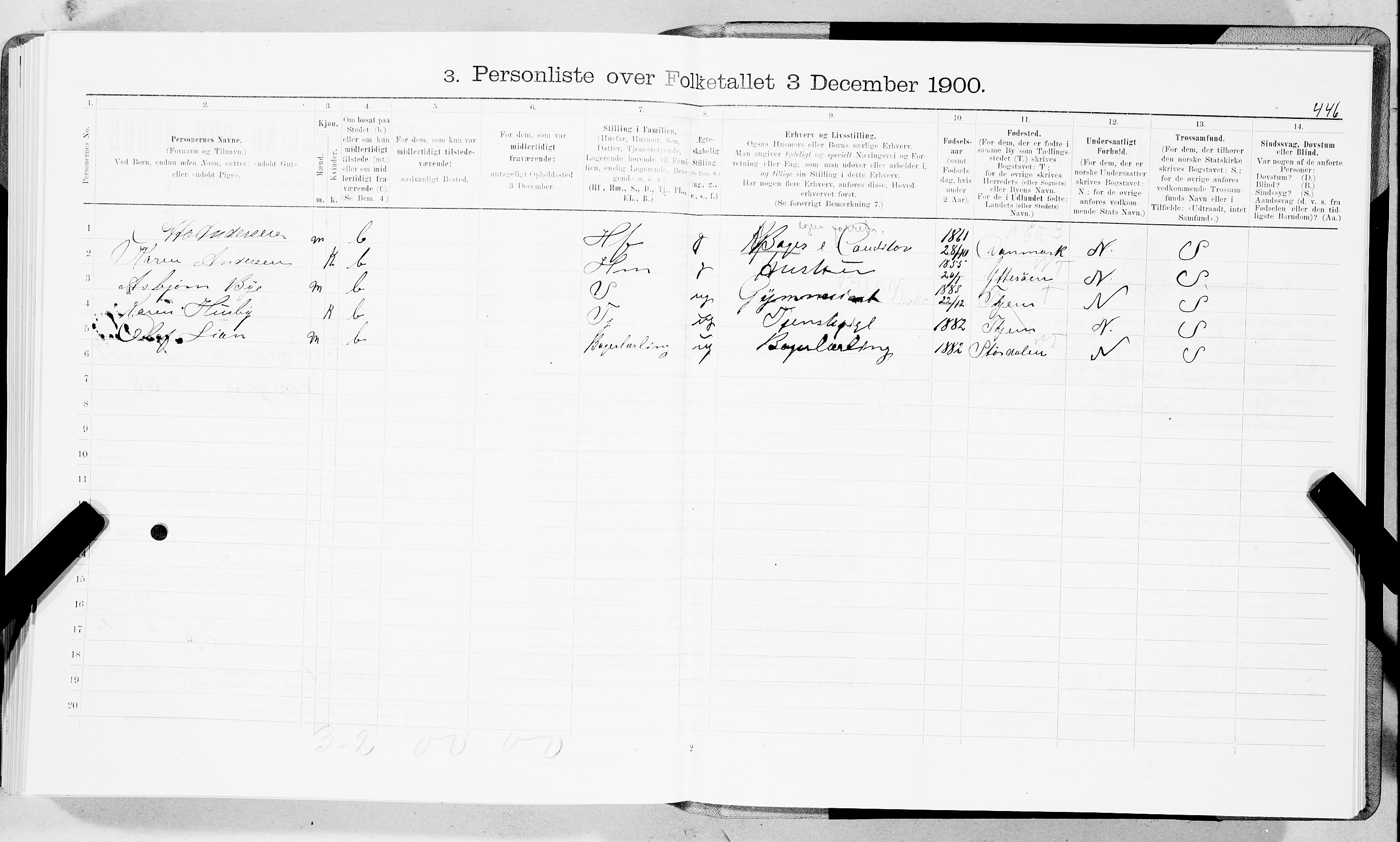 SAT, 1900 census for Trondheim, 1900, p. 2484