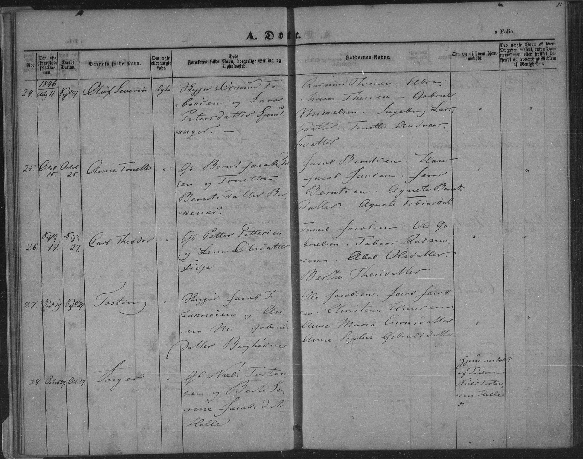 Herad sokneprestkontor, AV/SAK-1111-0018/F/Fa/Fab/L0003: Parish register (official) no. A 3, 1844-1853, p. 21