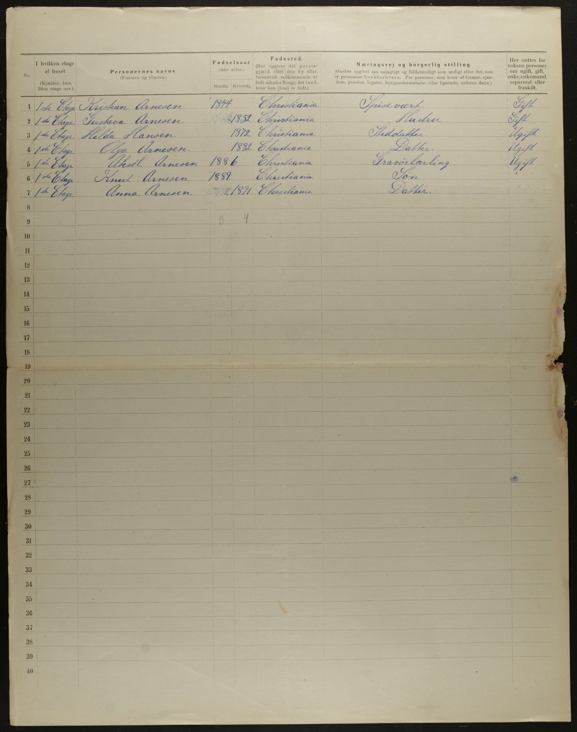 OBA, Municipal Census 1901 for Kristiania, 1901, p. 11368