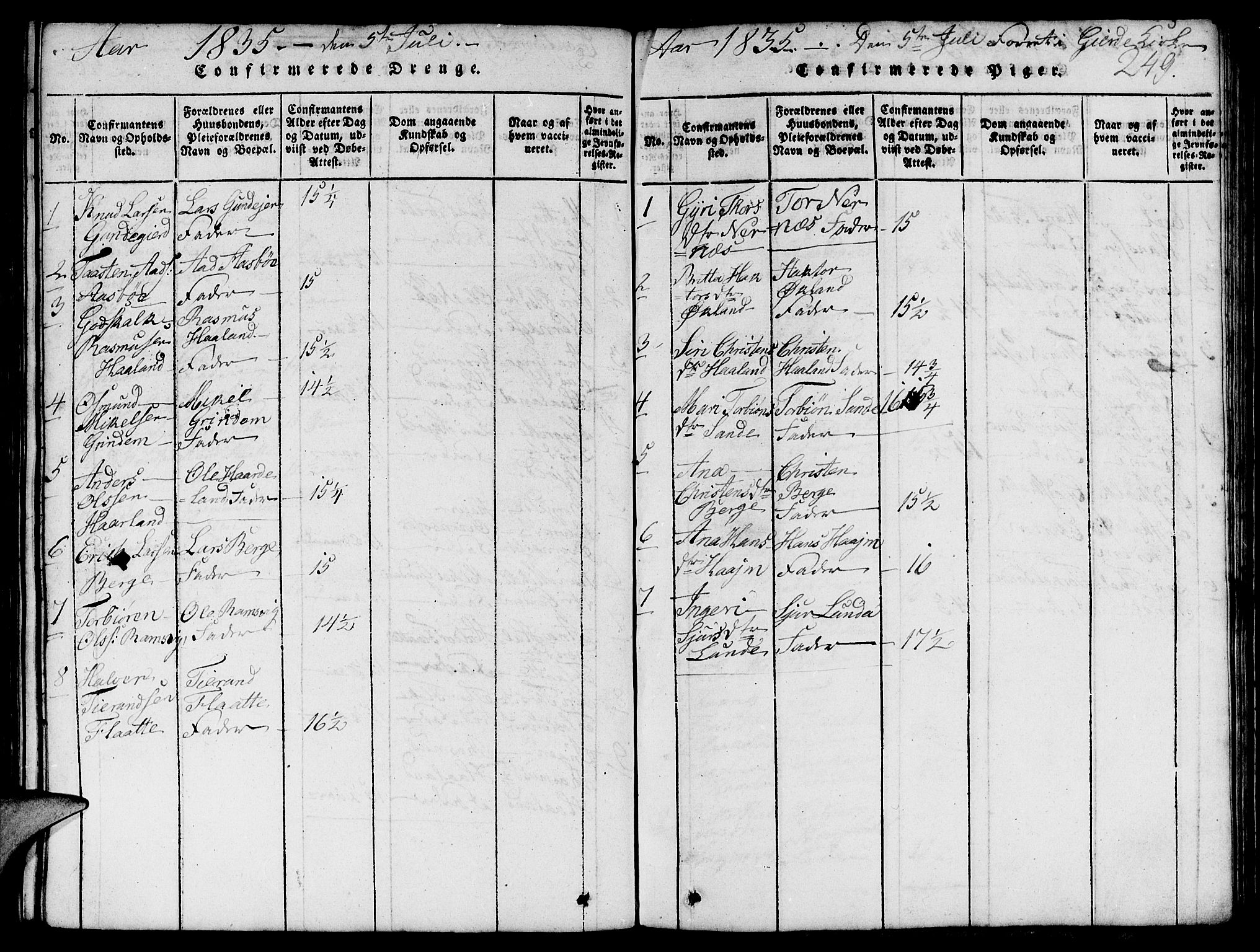 Etne sokneprestembete, AV/SAB-A-75001/H/Hab: Parish register (copy) no. C 1, 1816-1841, p. 249