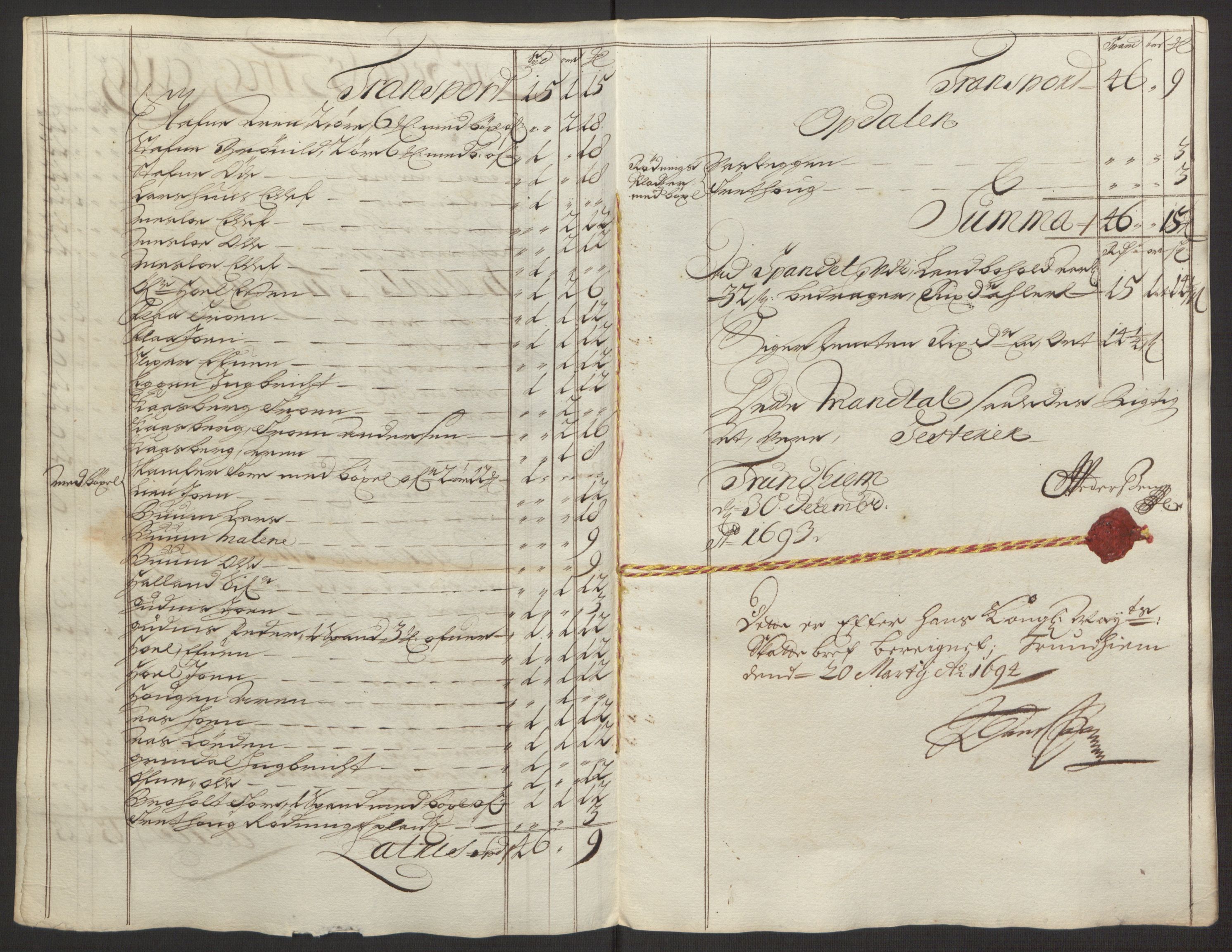 Rentekammeret inntil 1814, Reviderte regnskaper, Fogderegnskap, AV/RA-EA-4092/R58/L3938: Fogderegnskap Orkdal, 1693, p. 135