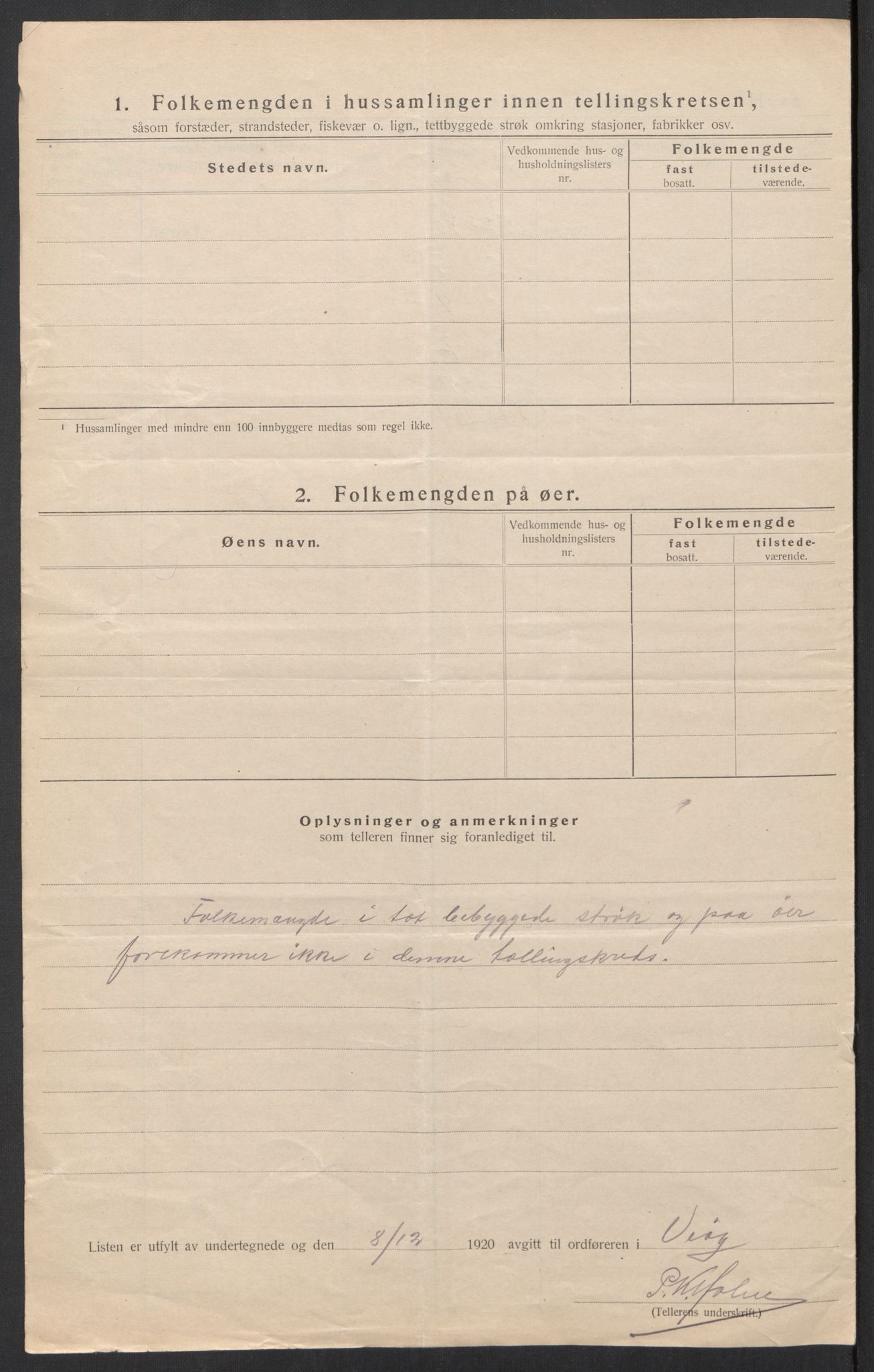 SAT, 1920 census for Veøy, 1920, p. 23