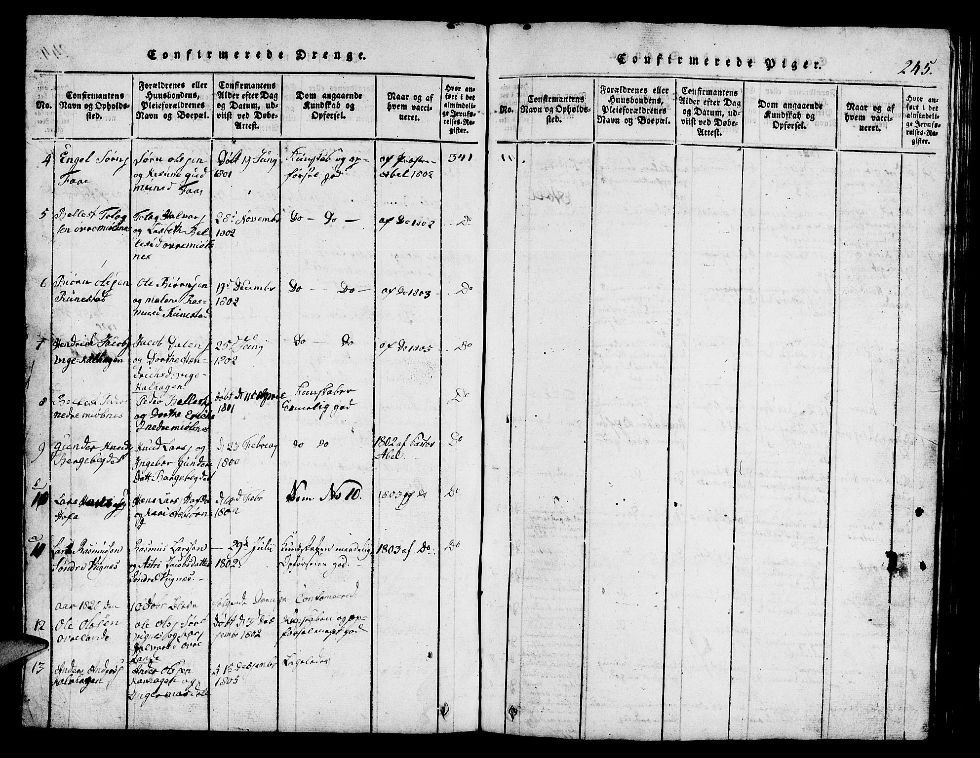 Finnøy sokneprestkontor, SAST/A-101825/H/Ha/Hab/L0001: Parish register (copy) no. B 1, 1816-1856, p. 245