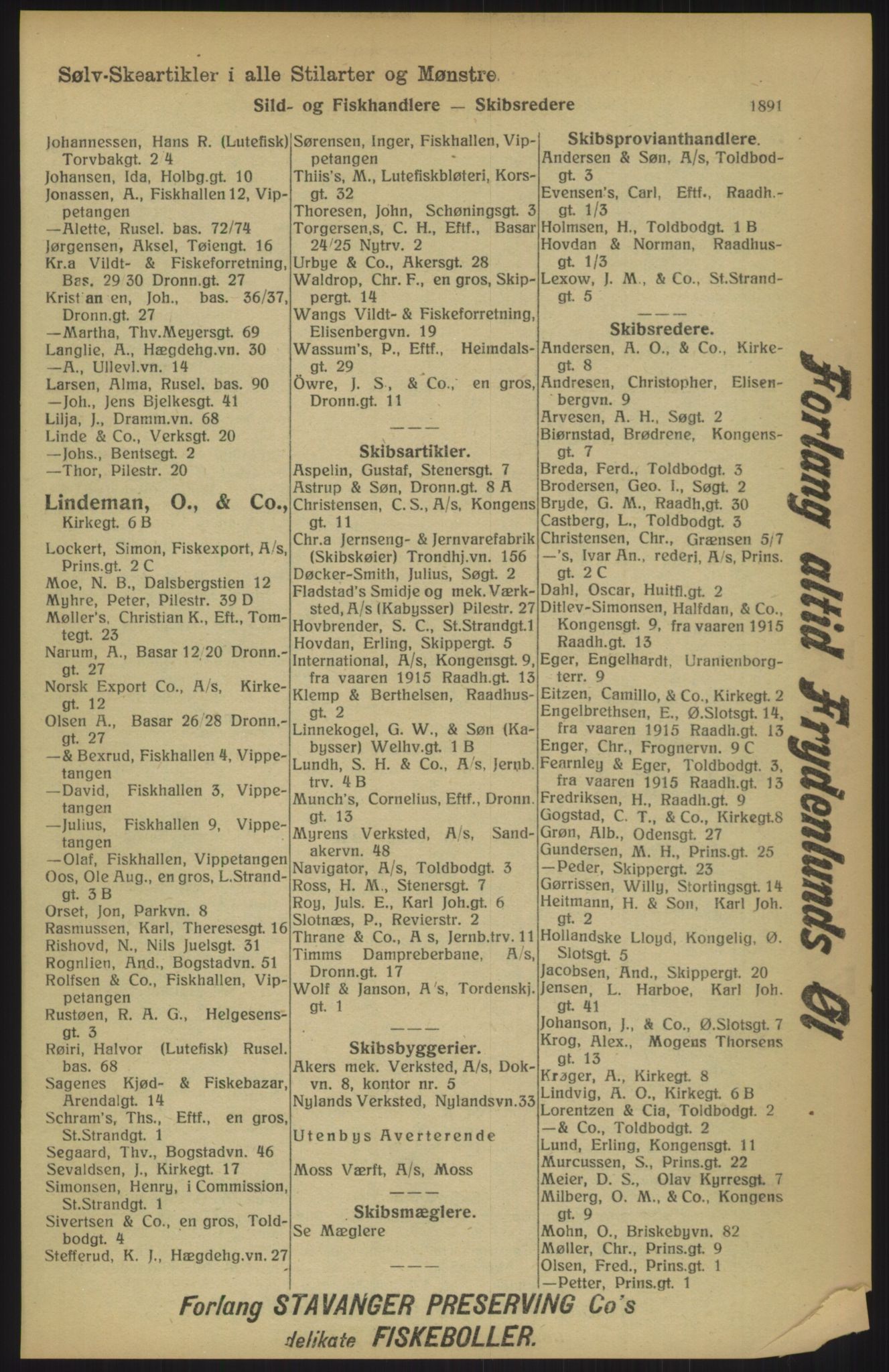 Kristiania/Oslo adressebok, PUBL/-, 1915, p. 1891