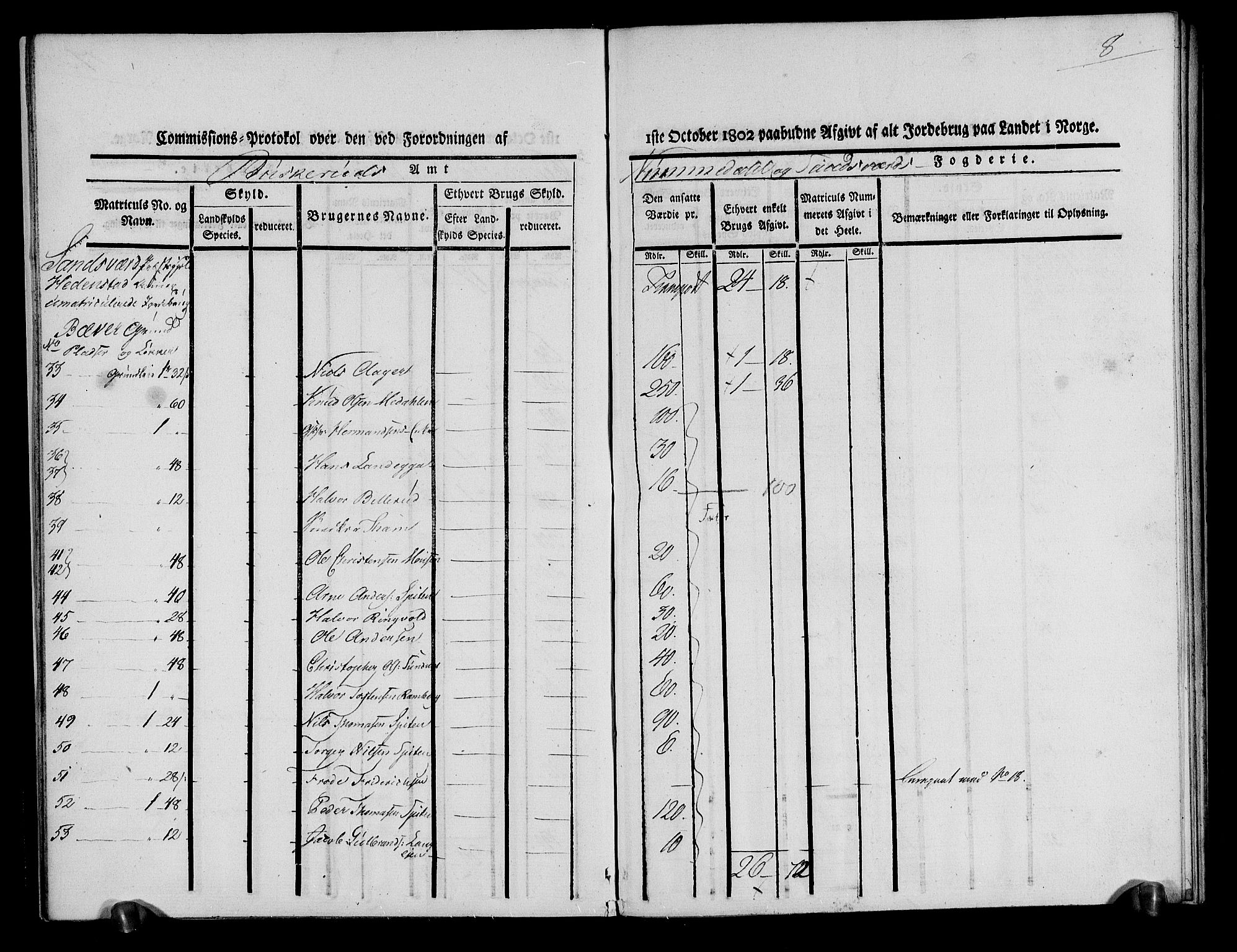 Rentekammeret inntil 1814, Realistisk ordnet avdeling, RA/EA-4070/N/Ne/Nea/L0052: Numedal og Sandsvær fogderi. Kommisjonsprotokoll over umatrikulerte jordbruk i Hedenstad anneks, 1803, p. 10