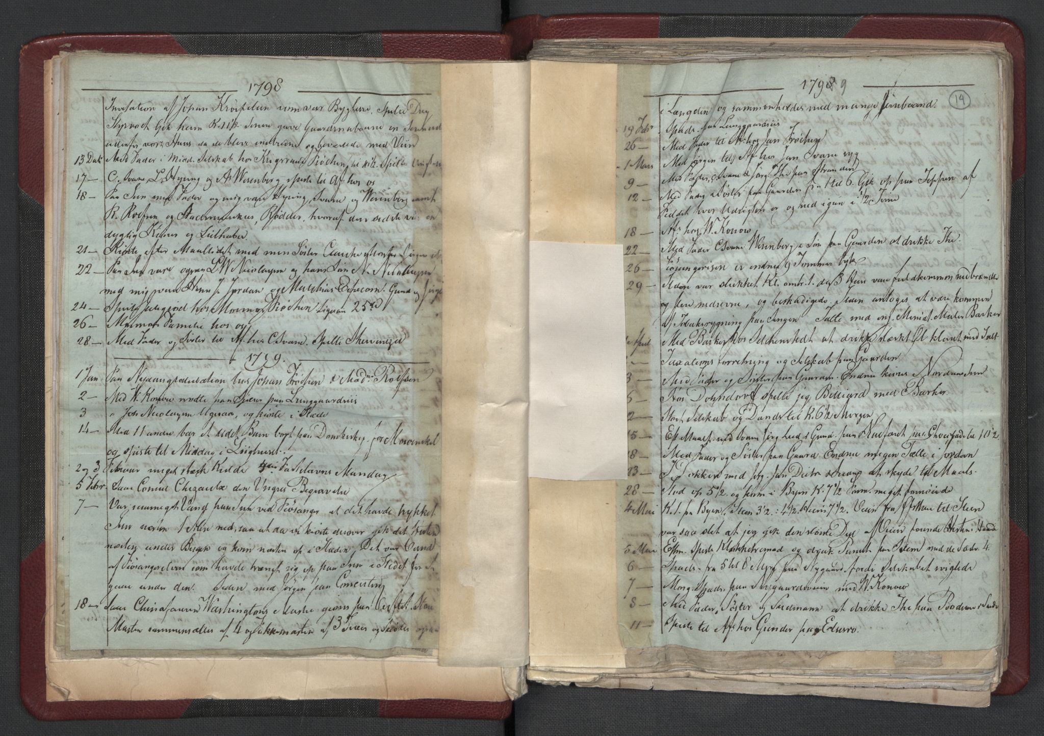 Meltzer, Fredrik, AV/RA-PA-0028/F/L0001: Dagbok for årene 1796-1808, 1811, 1817, 1796-1817, p. 13b-14a