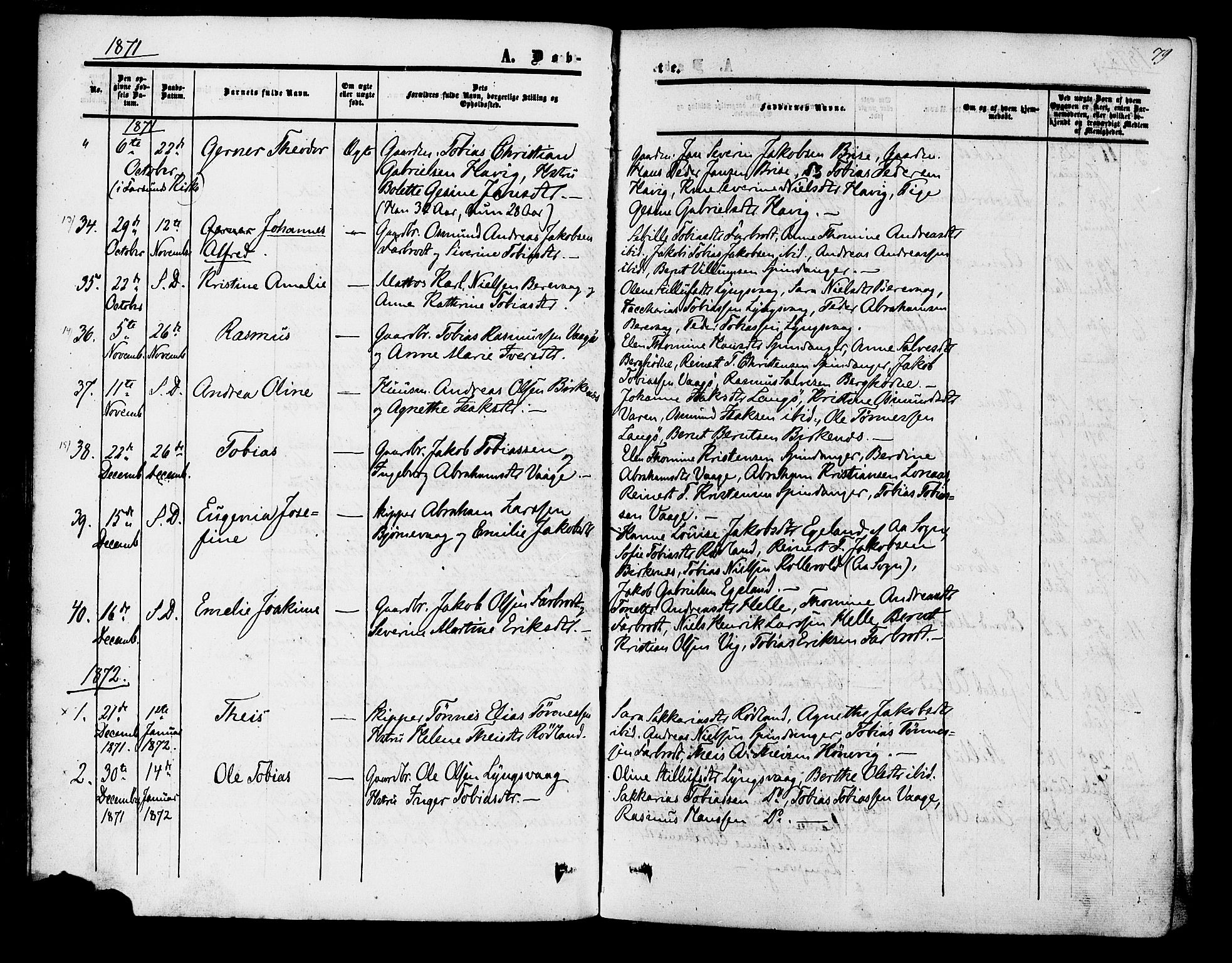 Herad sokneprestkontor, AV/SAK-1111-0018/F/Fa/Fab/L0004: Parish register (official) no. A 4, 1853-1885, p. 79