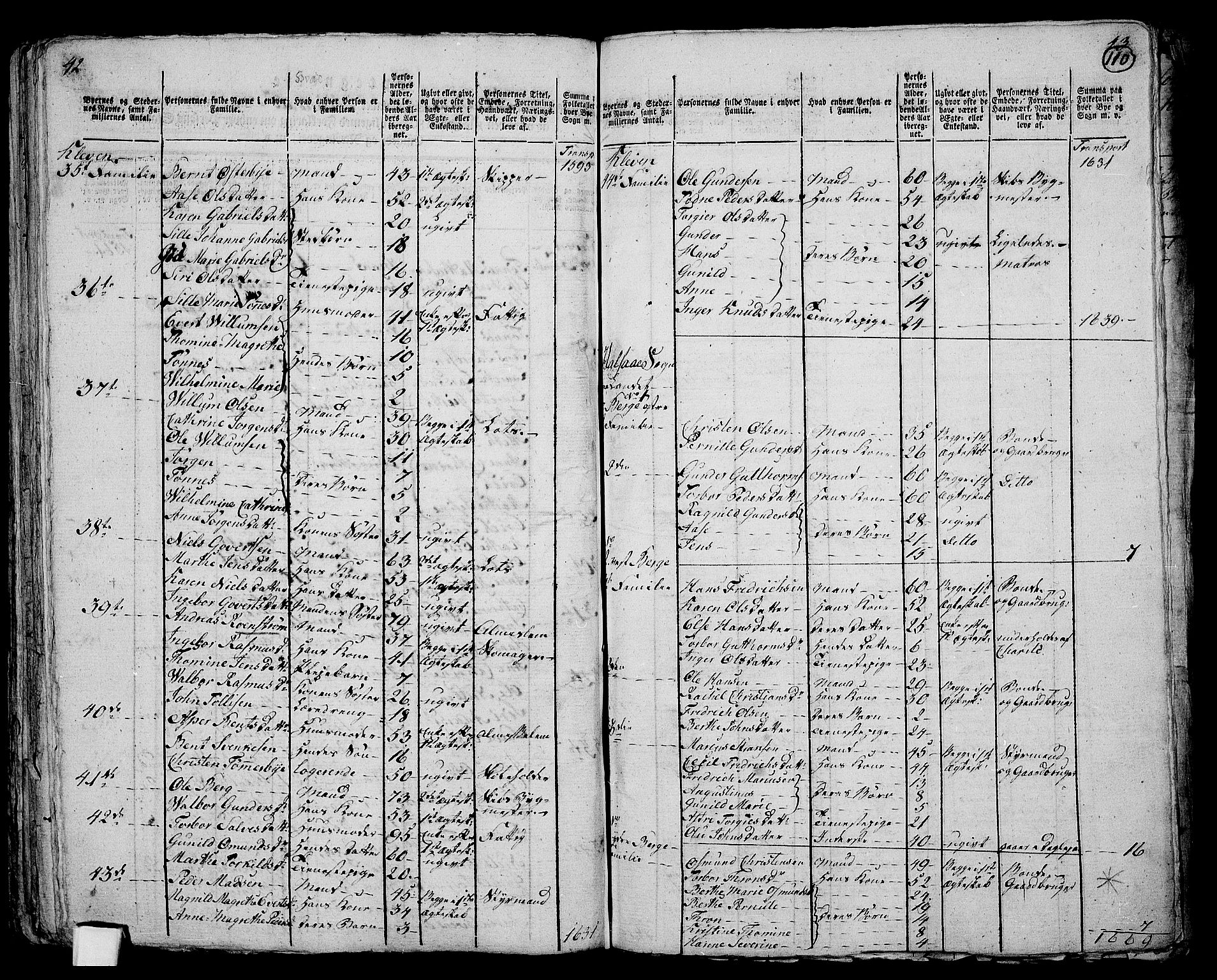 RA, 1801 census for 1019P Mandal, 1801, p. 109b-110a