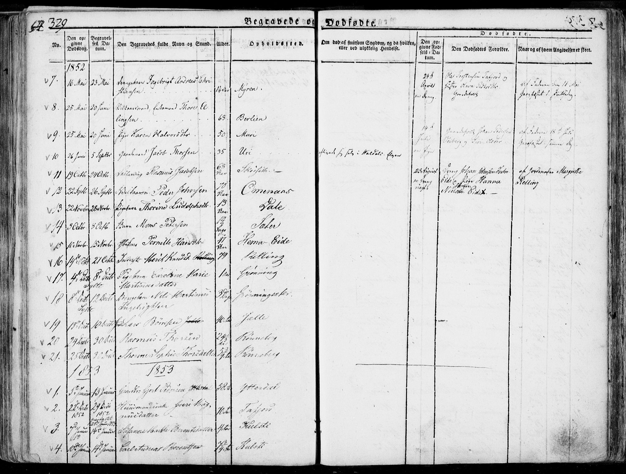 Ministerialprotokoller, klokkerbøker og fødselsregistre - Møre og Romsdal, SAT/A-1454/519/L0248: Parish register (official) no. 519A07, 1829-1860, p. 329