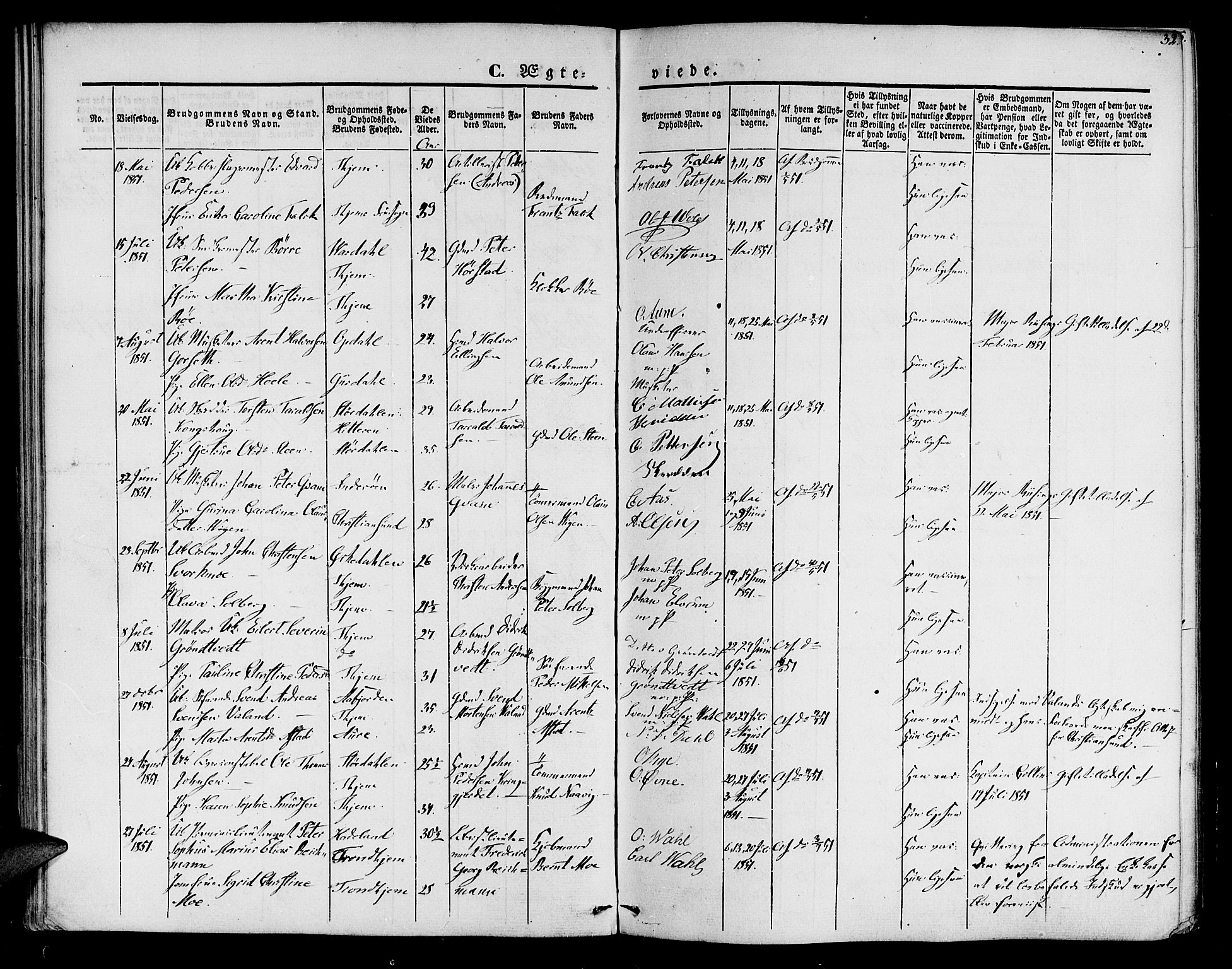 Ministerialprotokoller, klokkerbøker og fødselsregistre - Sør-Trøndelag, SAT/A-1456/602/L0111: Parish register (official) no. 602A09, 1844-1867, p. 32
