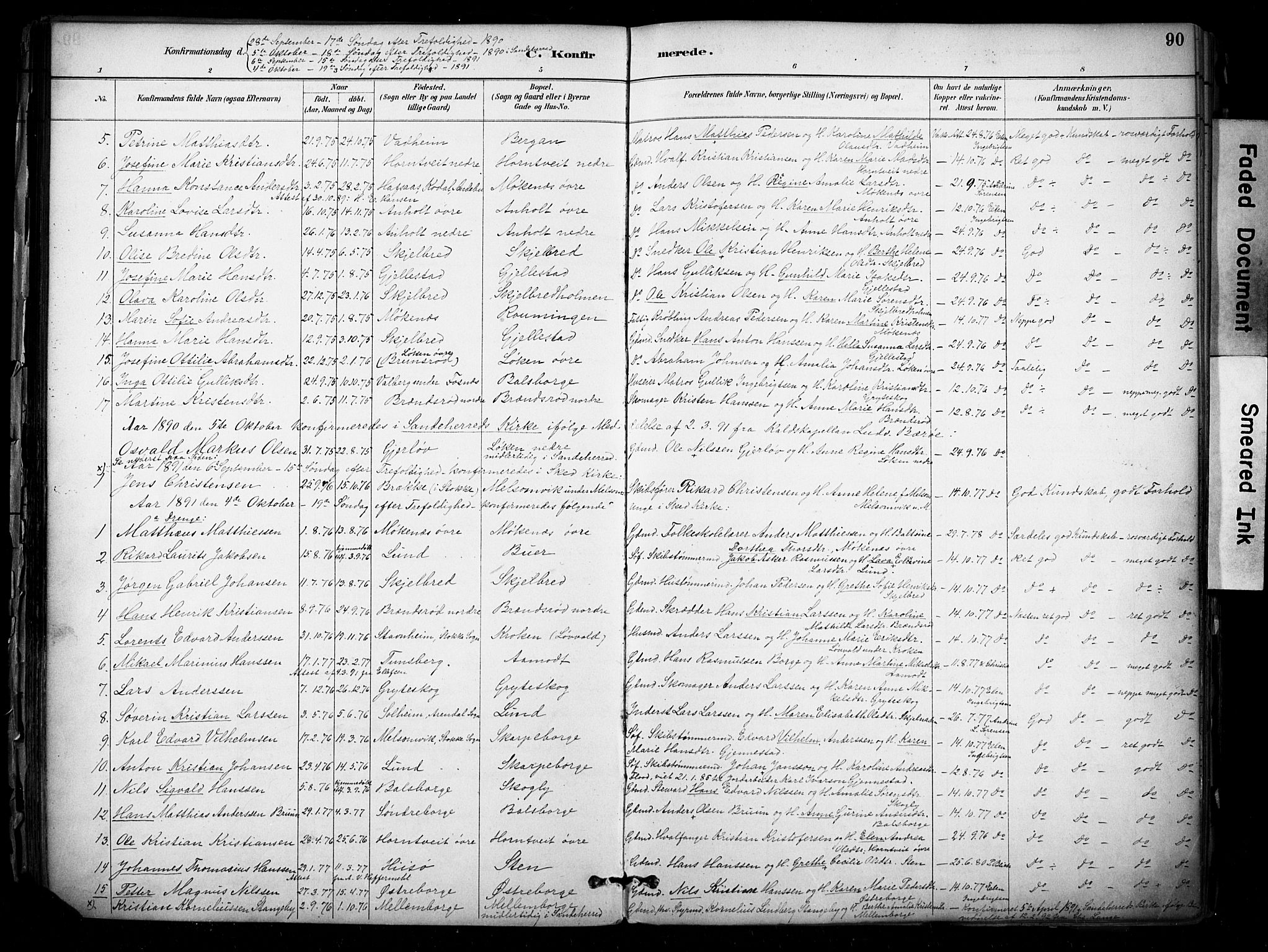 Stokke kirkebøker, AV/SAKO-A-320/F/Fb/L0001: Parish register (official) no. II 1, 1884-1910, p. 90