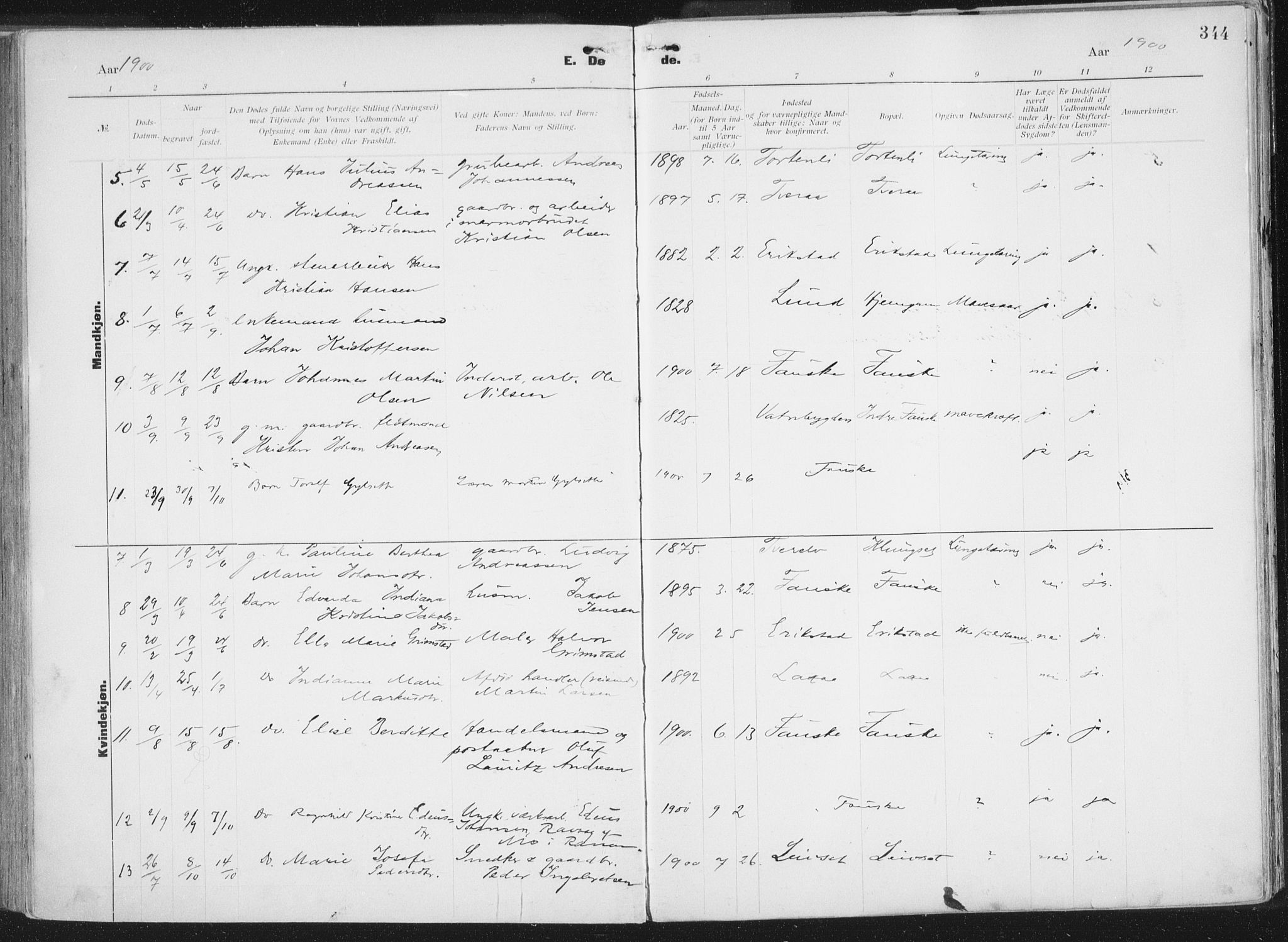 Ministerialprotokoller, klokkerbøker og fødselsregistre - Nordland, SAT/A-1459/849/L0696: Parish register (official) no. 849A08, 1898-1910, p. 344