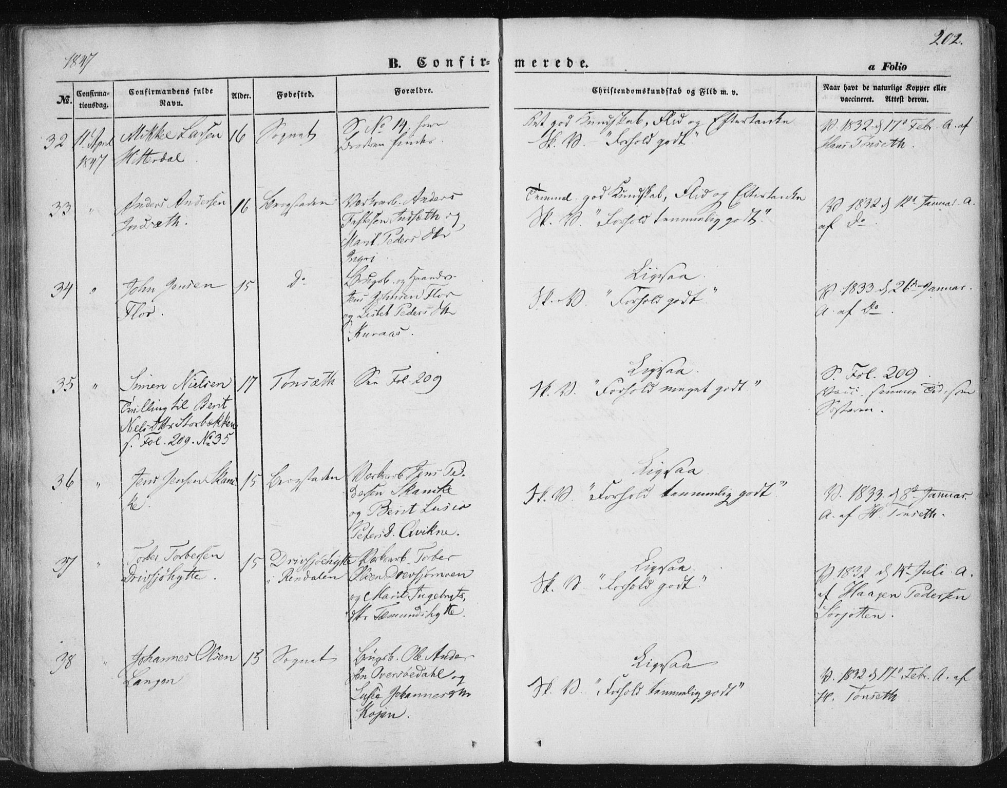 Ministerialprotokoller, klokkerbøker og fødselsregistre - Sør-Trøndelag, AV/SAT-A-1456/681/L0931: Parish register (official) no. 681A09, 1845-1859, p. 202