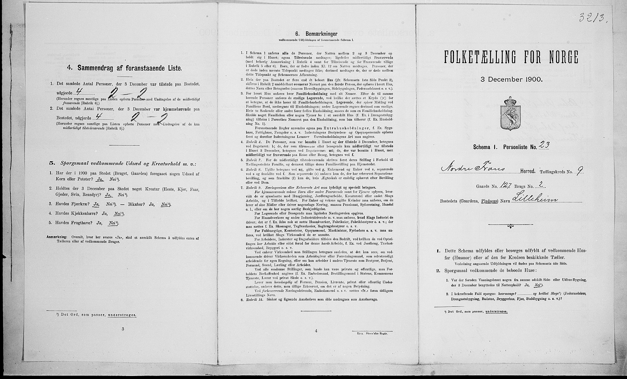 SAH, 1900 census for Nord-Fron, 1900, p. 1127