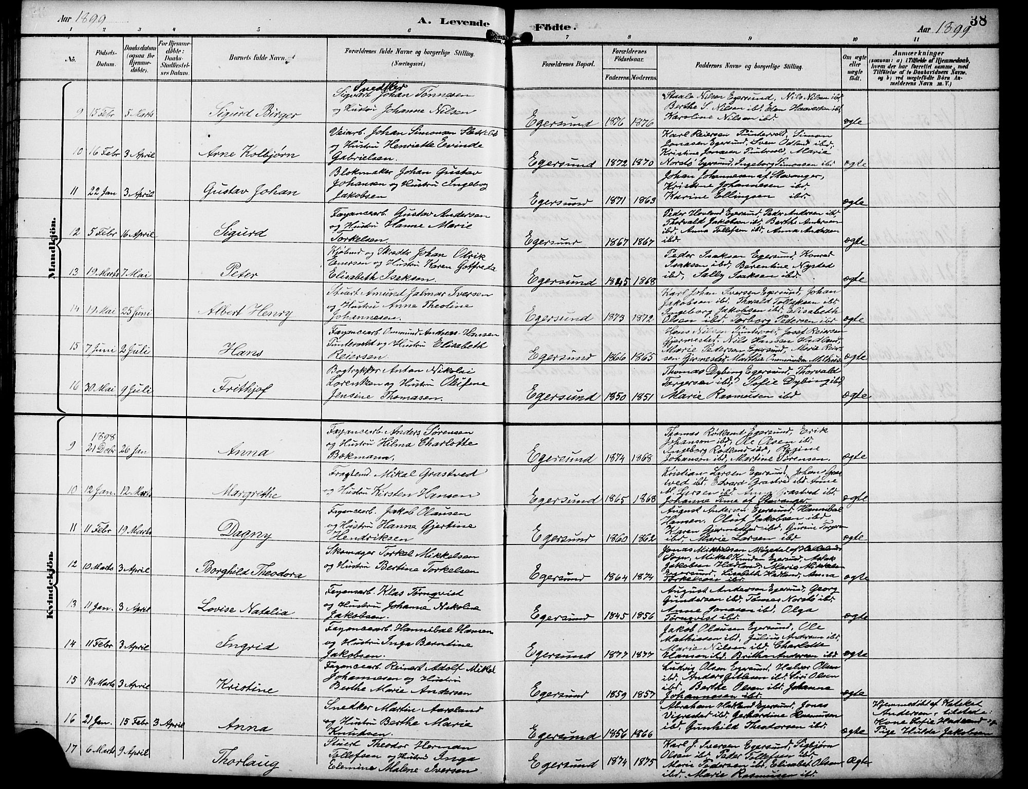 Eigersund sokneprestkontor, AV/SAST-A-101807/S09/L0010: Parish register (copy) no. B 10, 1893-1907, p. 38