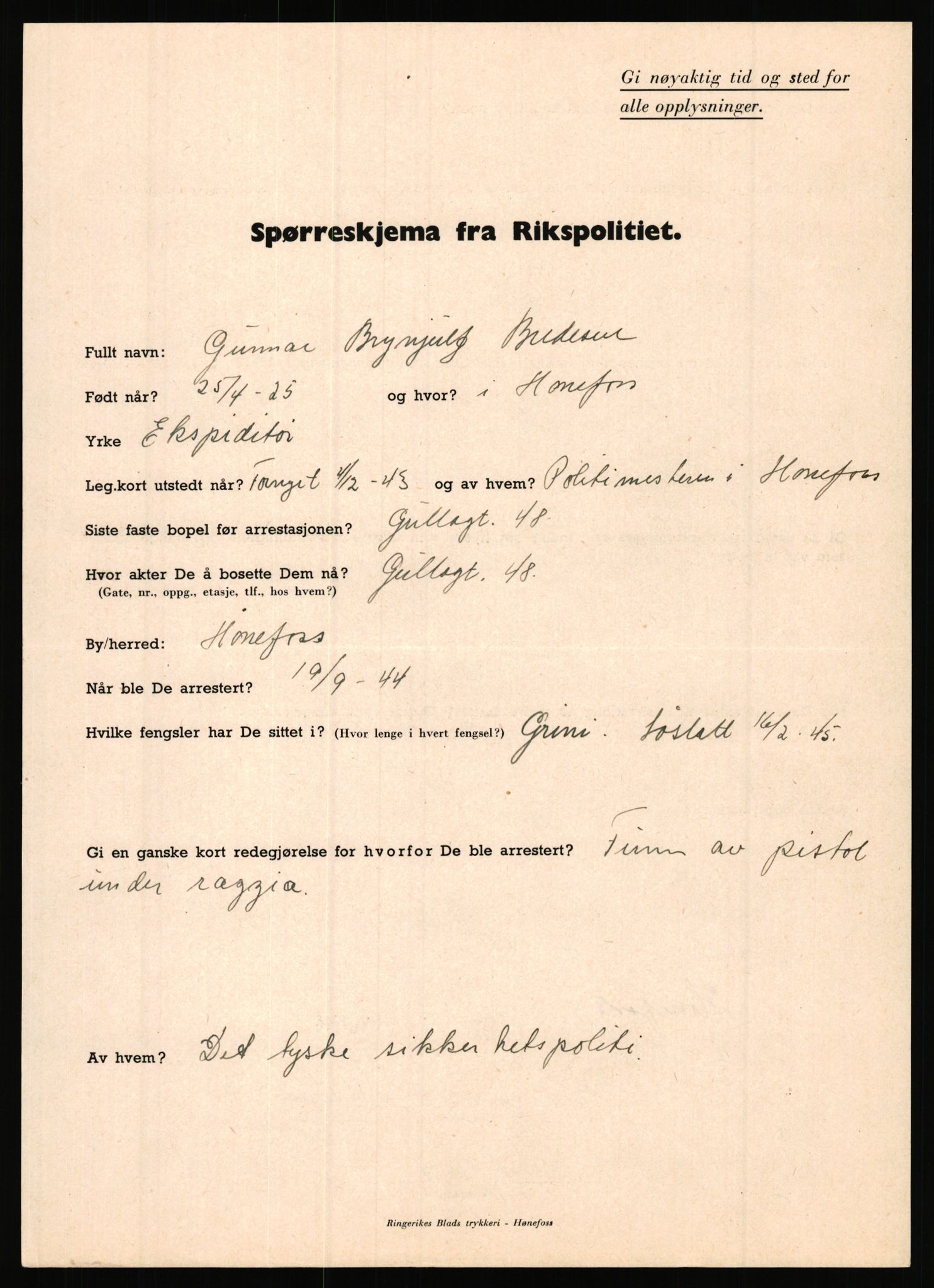 Rikspolitisjefen, AV/RA-S-1560/L/L0002: Berg, Alf - Bråthen, Thorleif, 1940-1945, p. 926