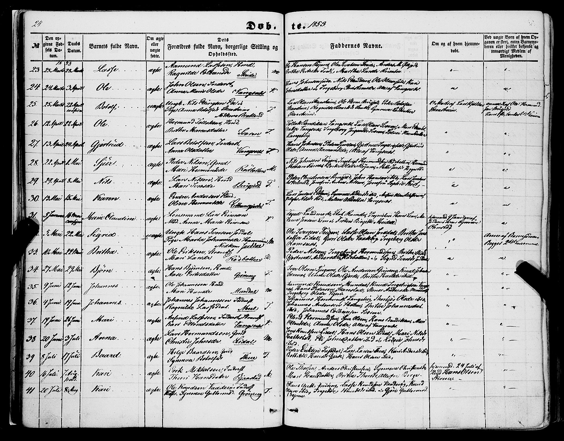 Balestrand sokneprestembete, AV/SAB-A-79601/H/Haa/Haaa/L0002: Parish register (official) no. A 2, 1847-1866, p. 24