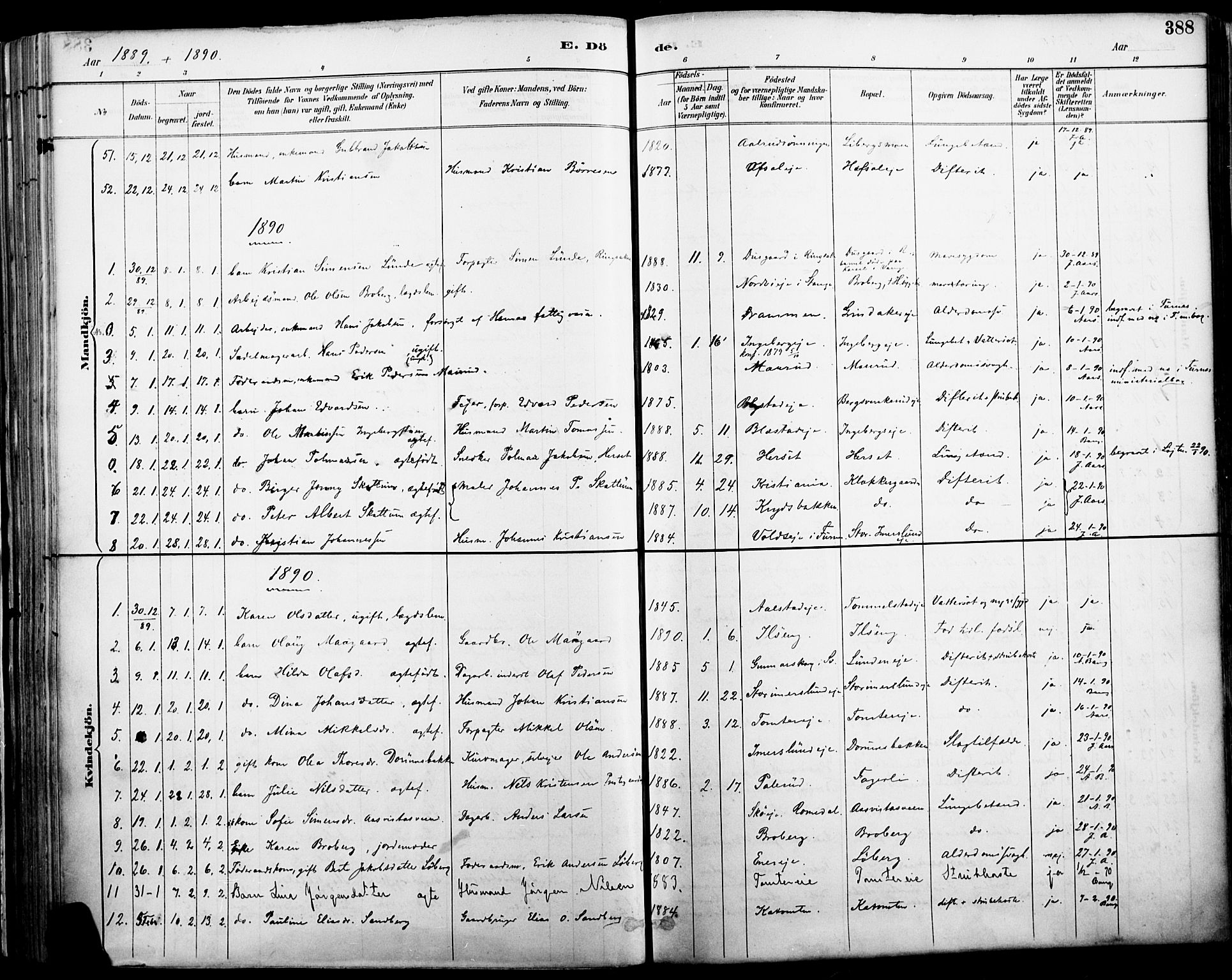 Vang prestekontor, Hedmark, SAH/PREST-008/H/Ha/Haa/L0019A: Parish register (official) no. 19, 1886-1900, p. 388