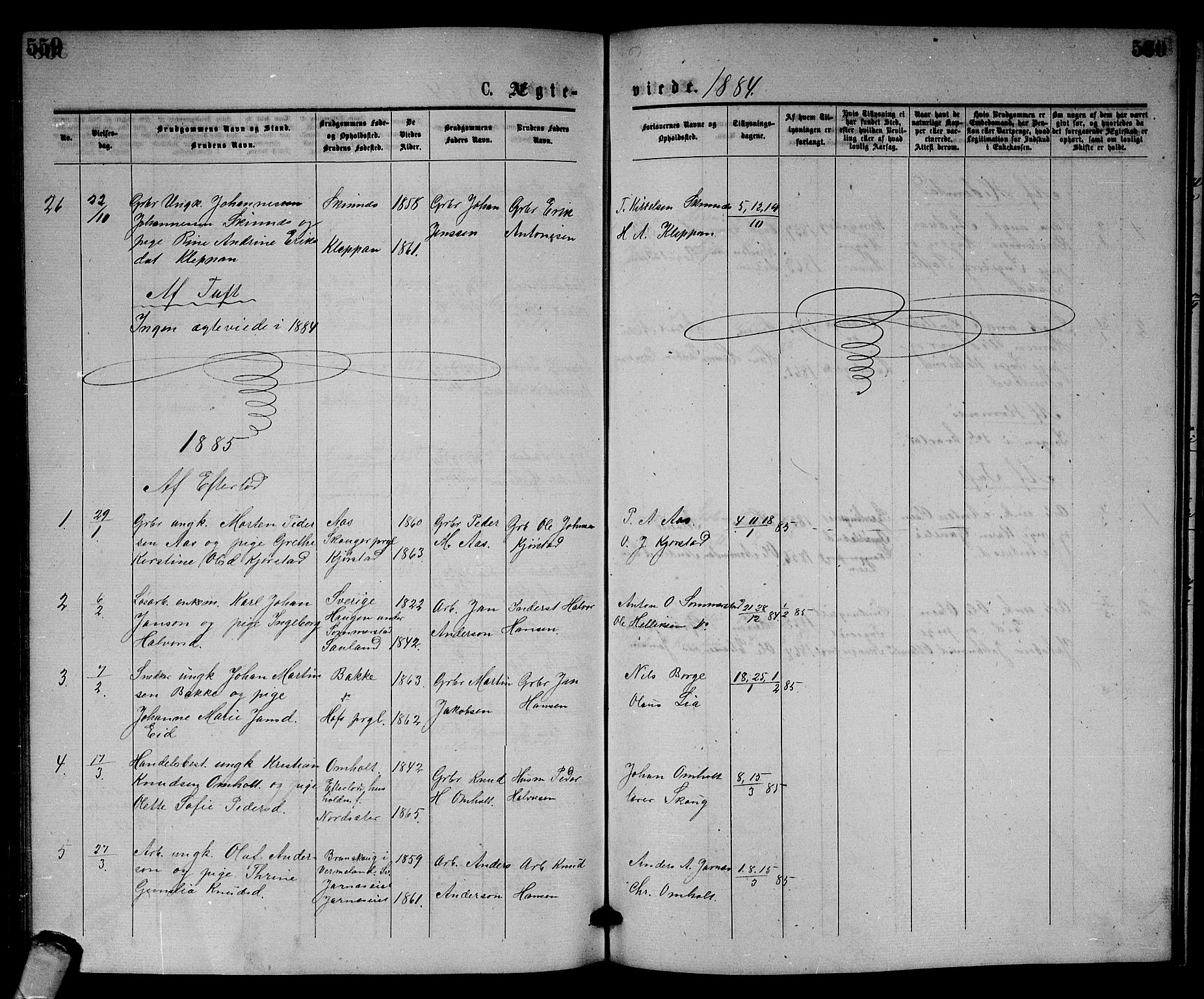 Sandsvær kirkebøker, AV/SAKO-A-244/G/Gb/L0001: Parish register (copy) no. II 1, 1874-1885, p. 559-560