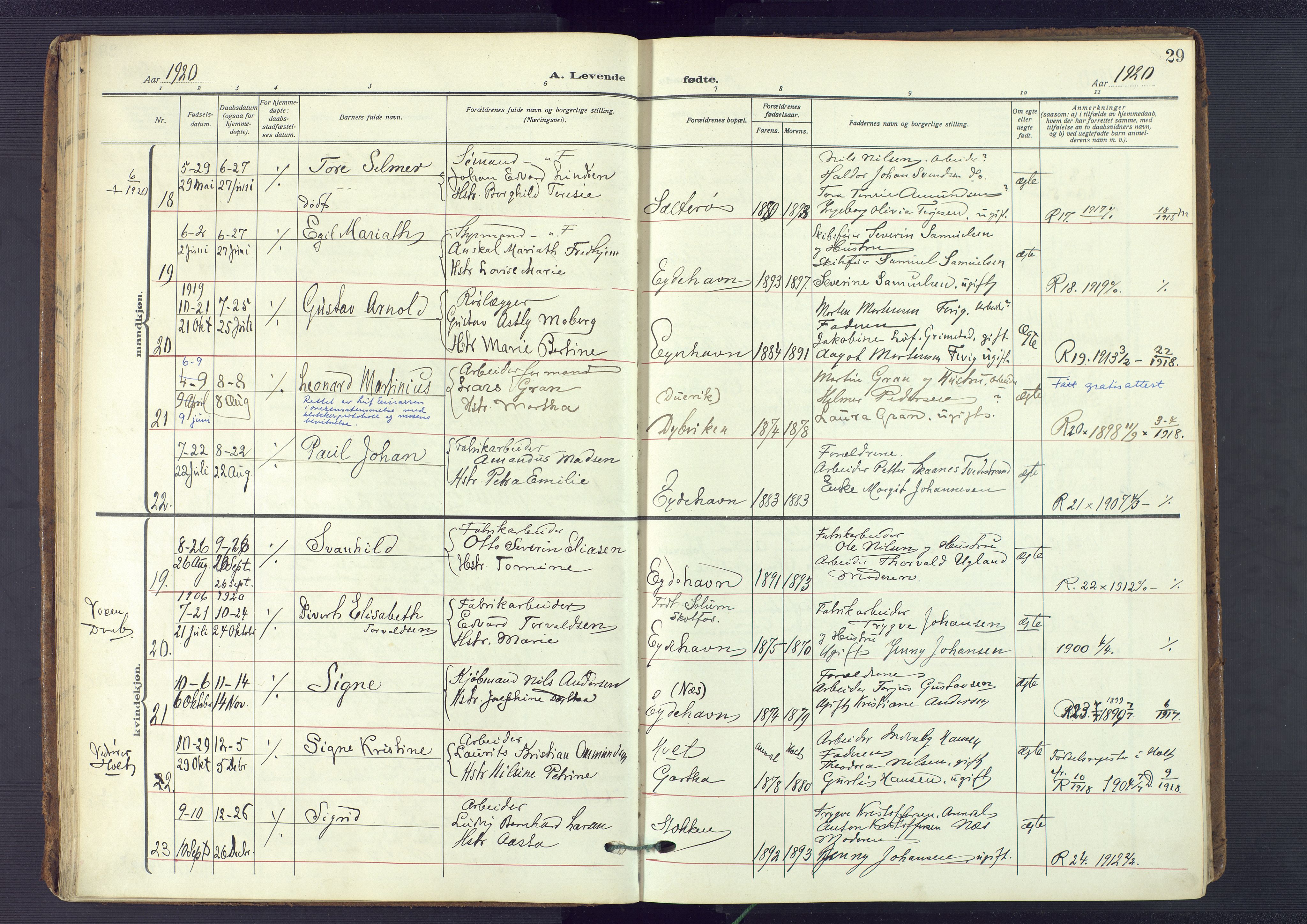 Austre Moland sokneprestkontor, AV/SAK-1111-0001/F/Fa/Fab/L0003: Parish register (official) no. A 3, 1914-1927, p. 29