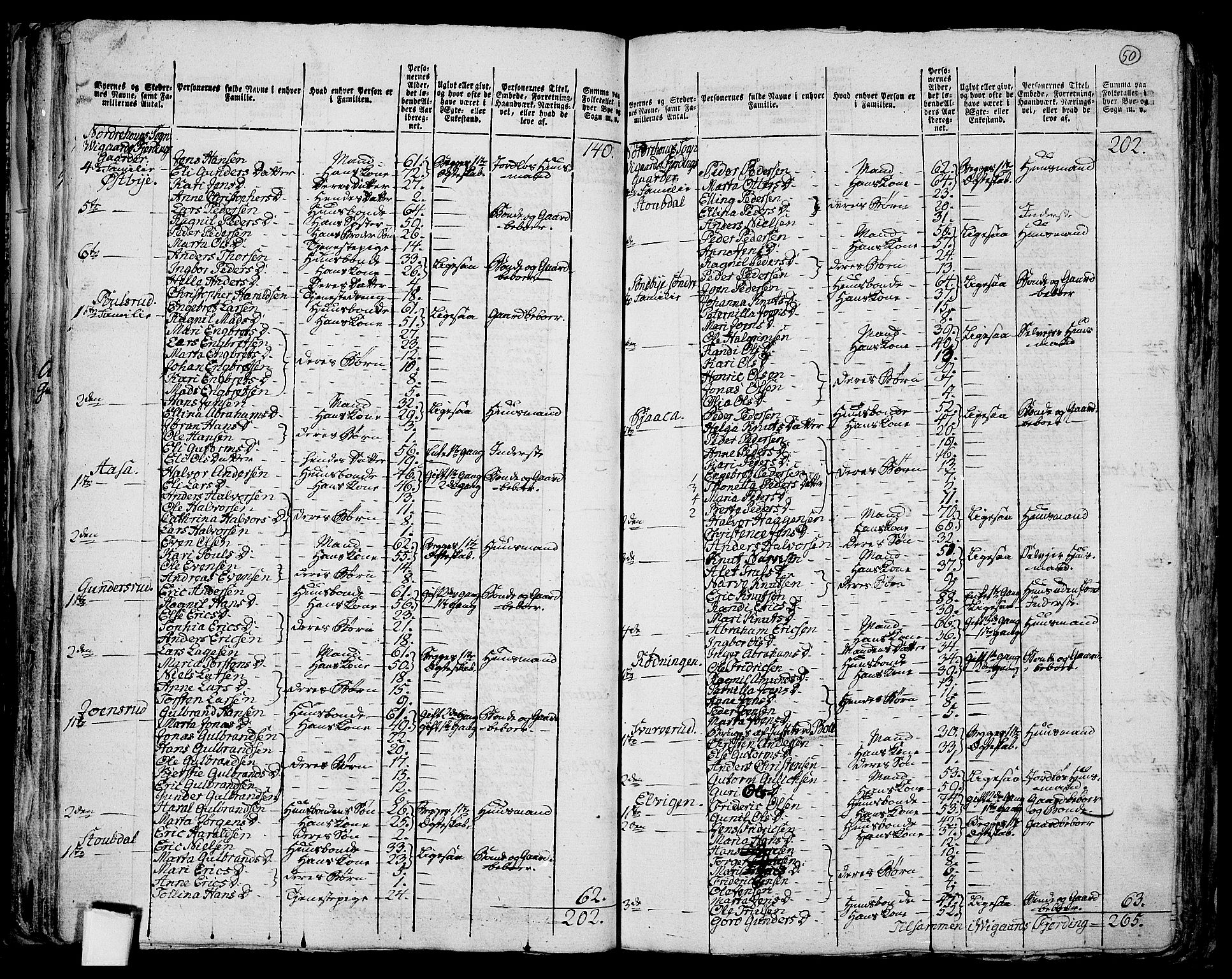 RA, 1801 census for 0613P Norderhov, 1801, p. 49b-50a