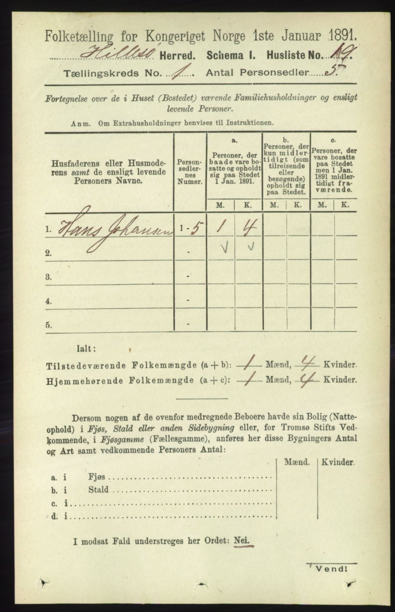 RA, 1891 census for 1930 Hillesøy, 1891, p. 32