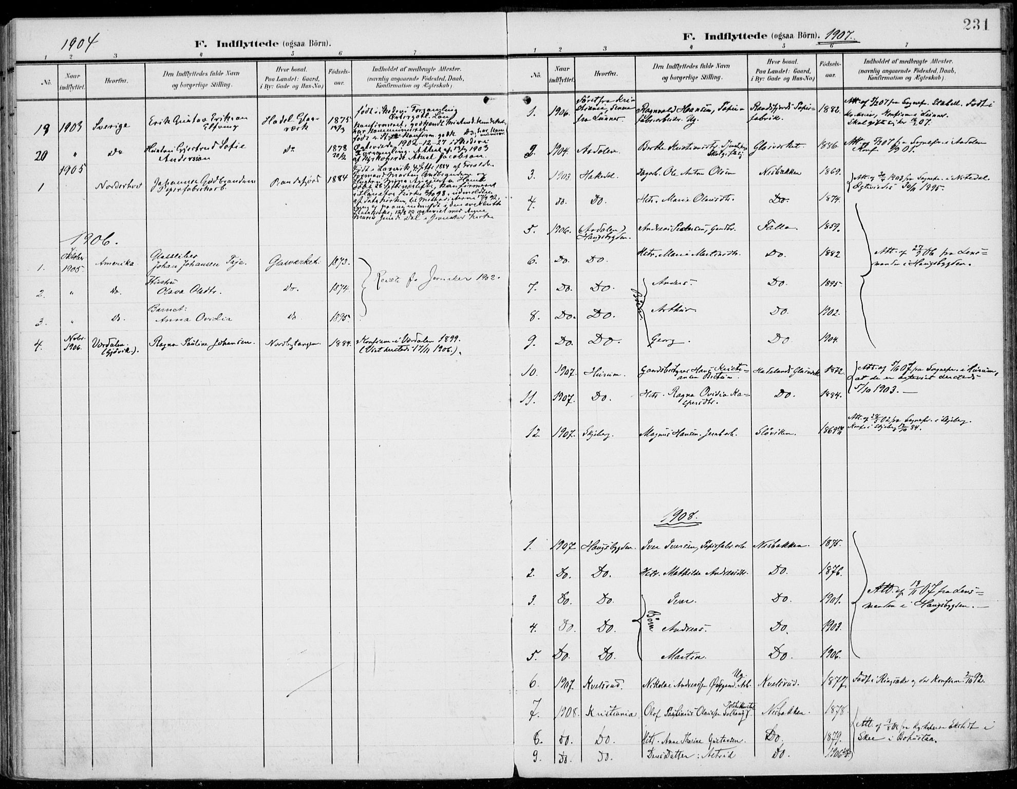 Jevnaker prestekontor, SAH/PREST-116/H/Ha/Haa/L0011: Parish register (official) no. 11, 1902-1913, p. 231