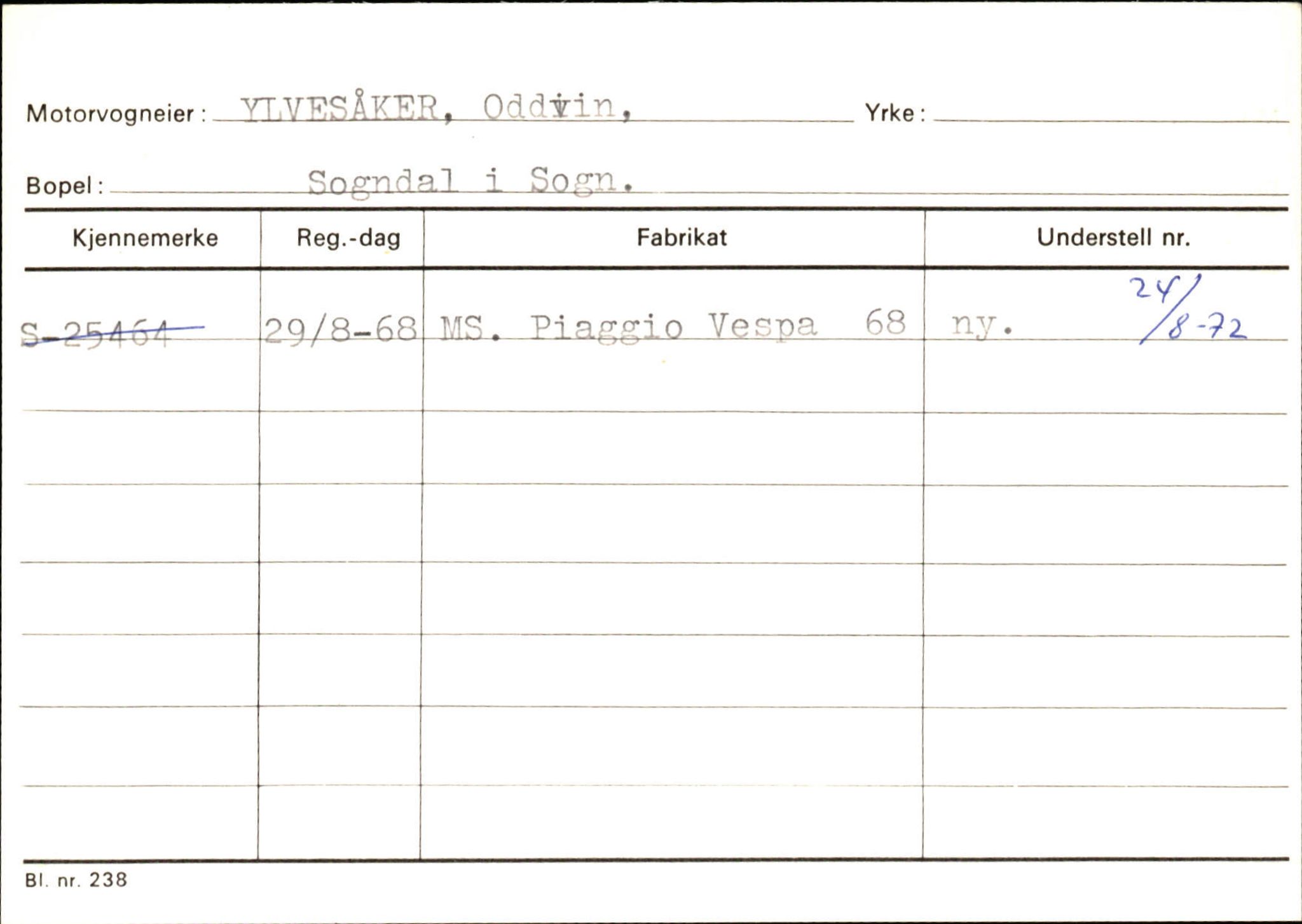 Statens vegvesen, Sogn og Fjordane vegkontor, SAB/A-5301/4/F/L0125: Eigarregister Sogndal V-Å. Aurland A-Å. Fjaler A-N, 1945-1975, p. 170