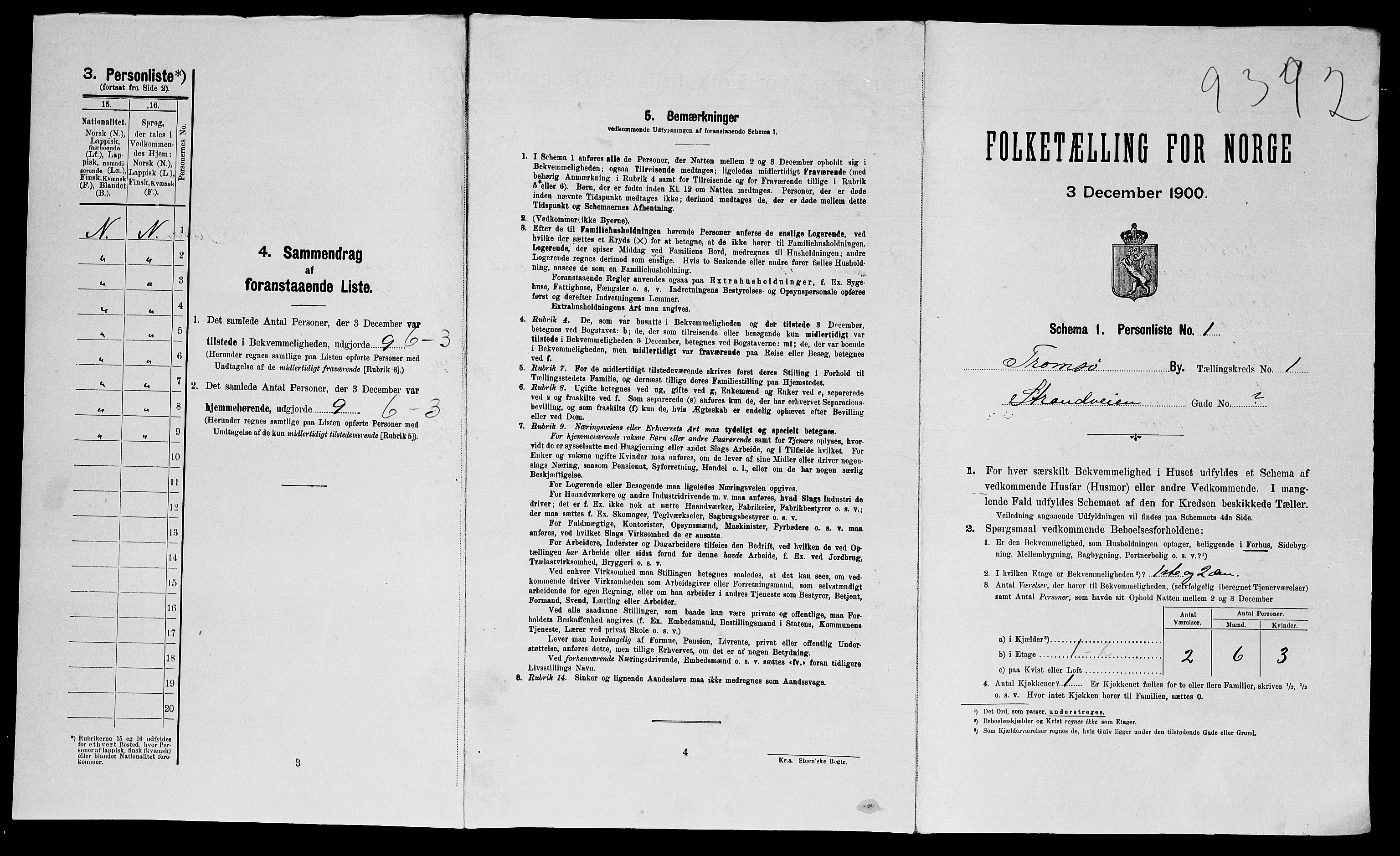 SATØ, 1900 census for Tromsø, 1900, p. 92
