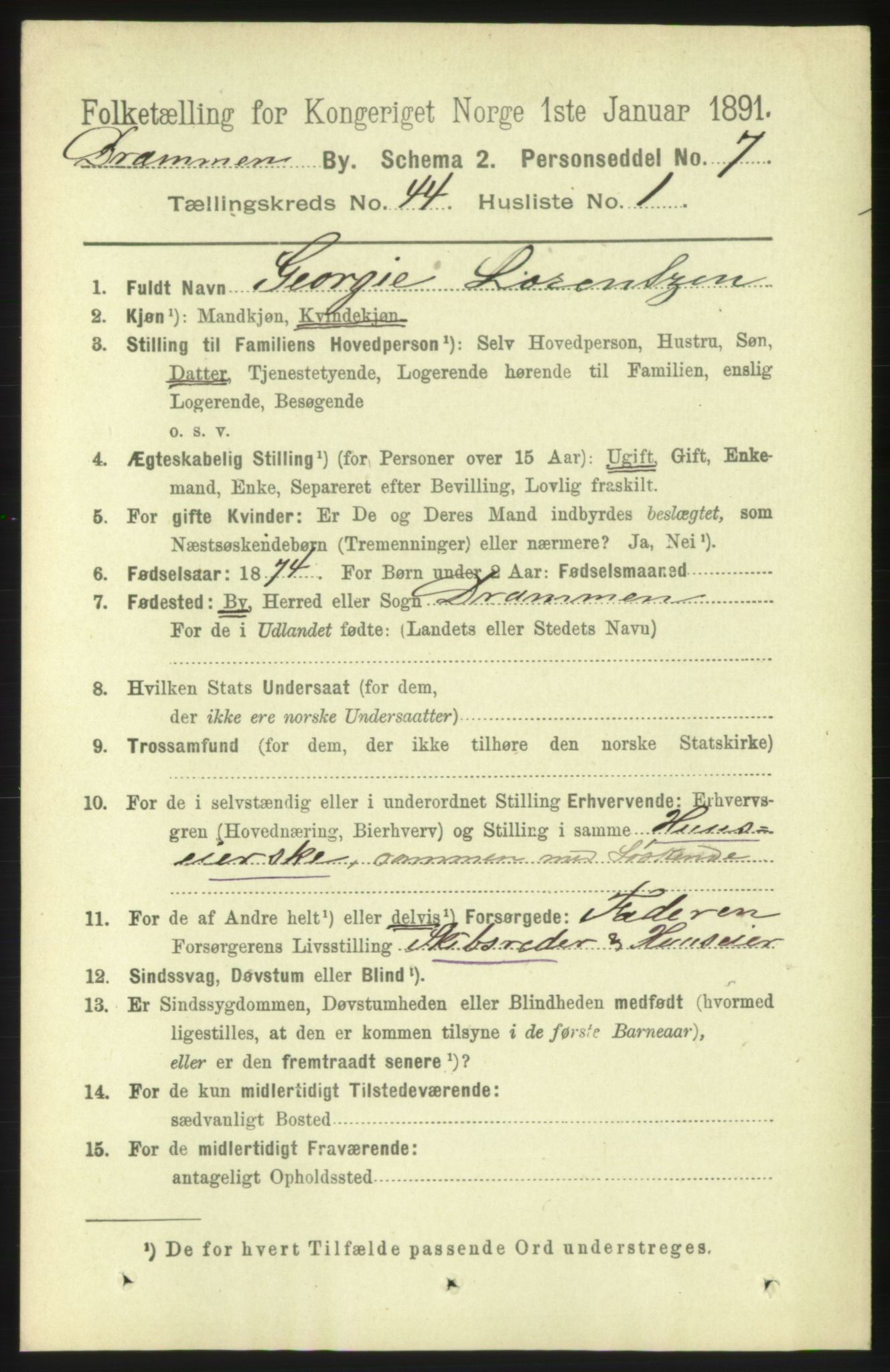 RA, 1891 census for 0602 Drammen, 1891, p. 25402