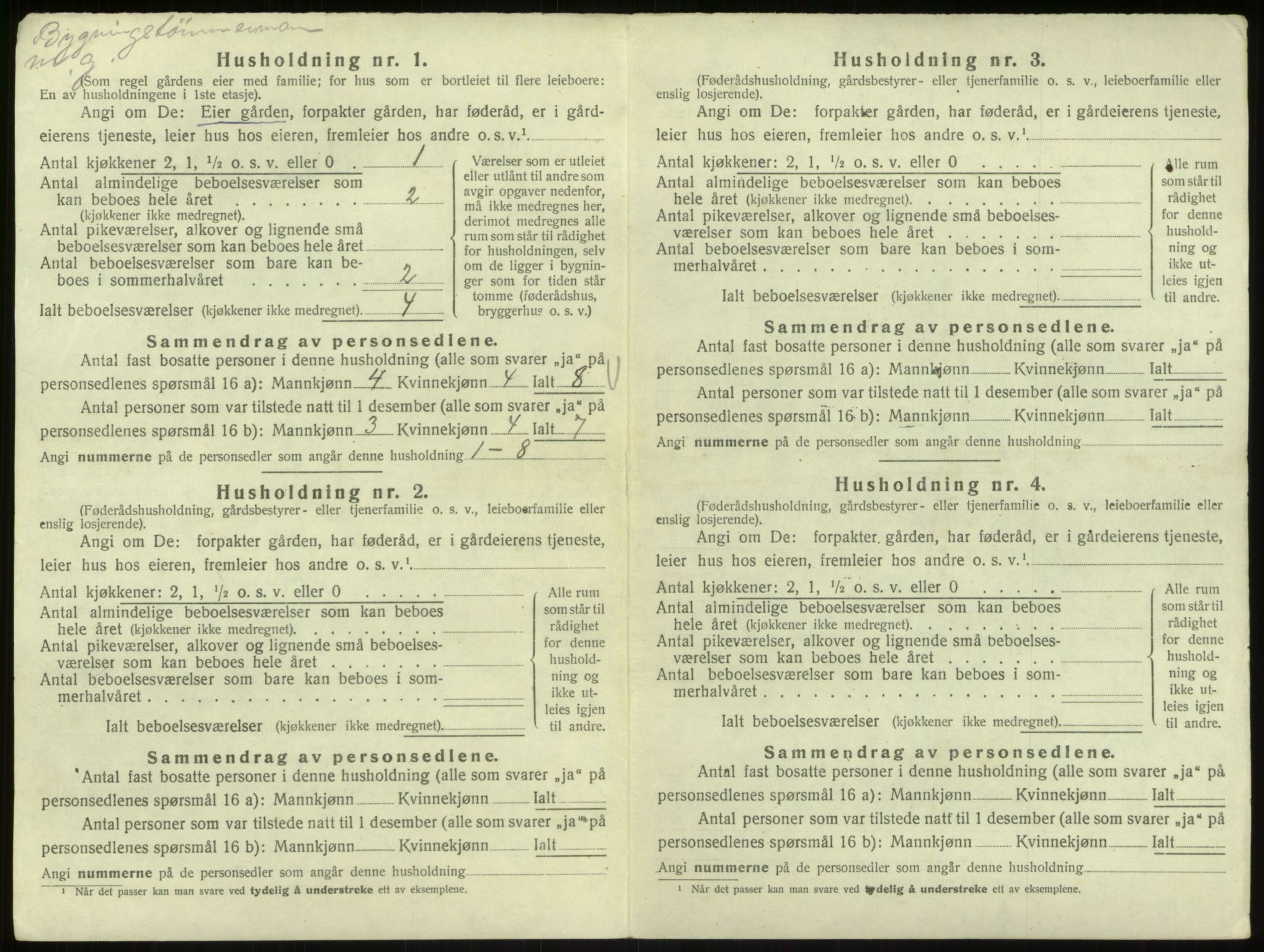 SAB, 1920 census for Hosanger, 1920, p. 427