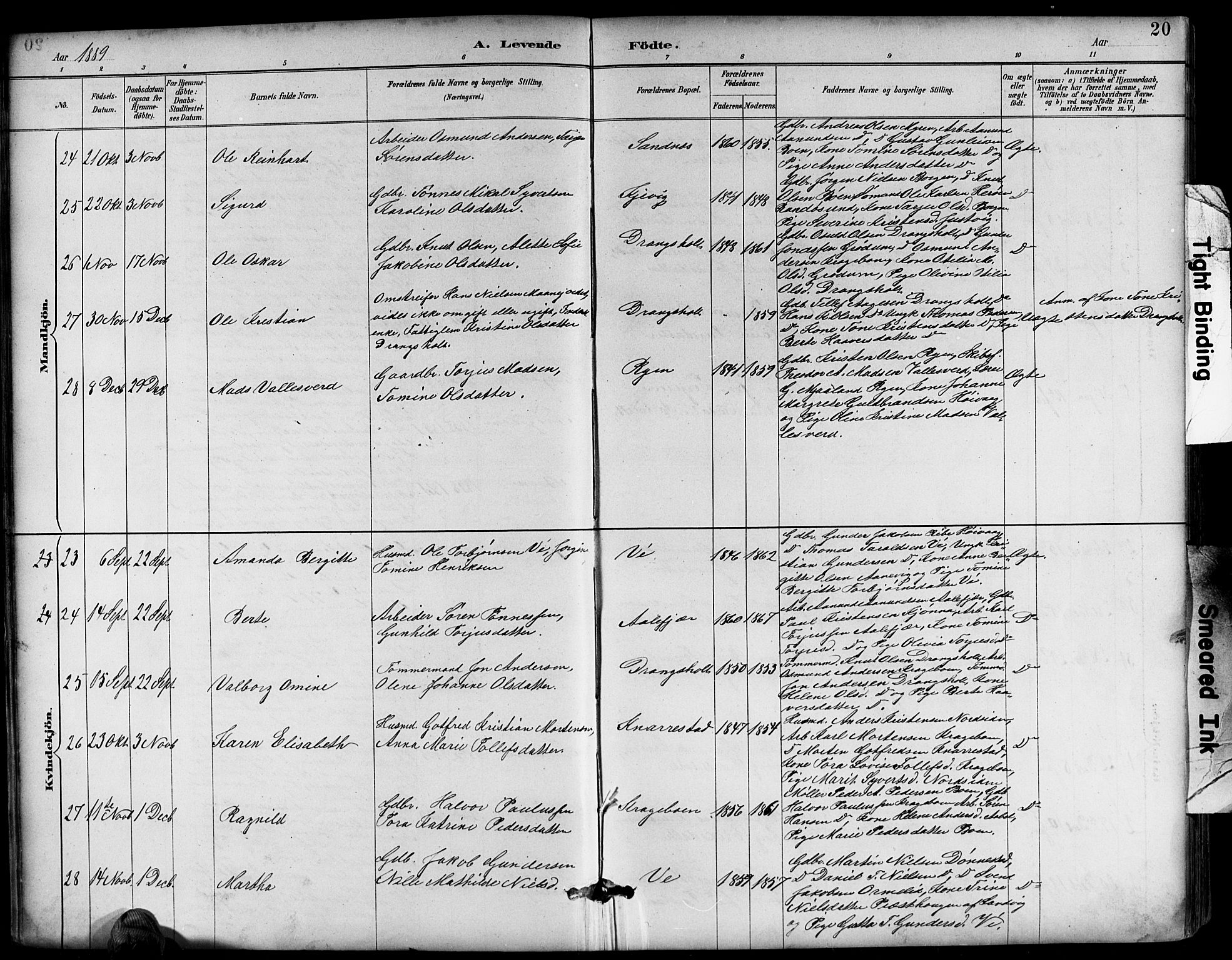 Tveit sokneprestkontor, SAK/1111-0043/F/Fb/L0004: Parish register (copy) no. B 4, 1887-1914, p. 20