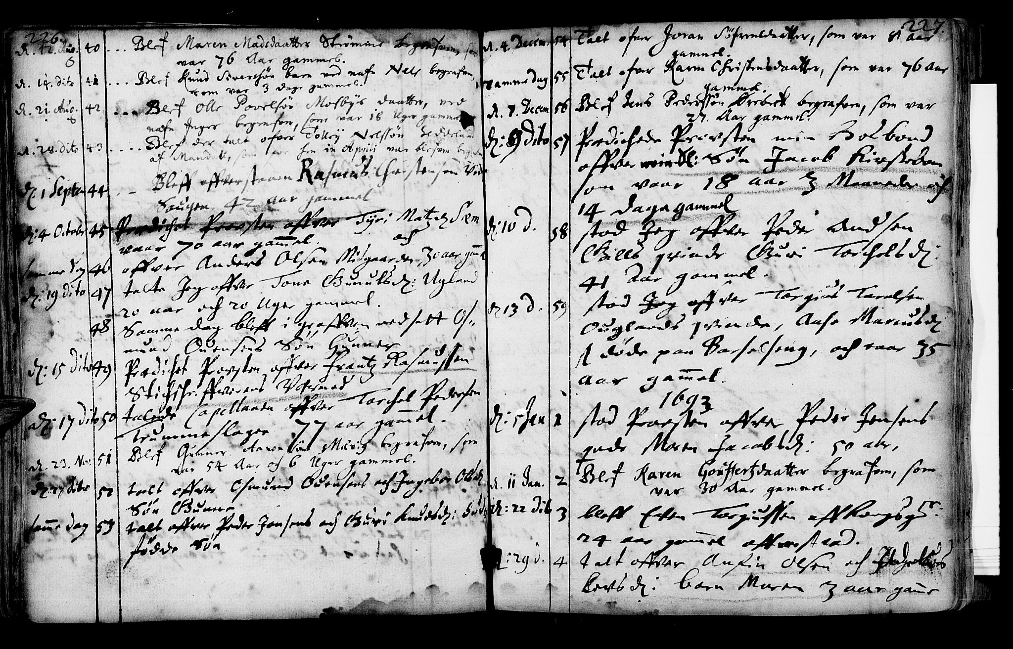 Oddernes sokneprestkontor, SAK/1111-0033/F/Fa/Faa/L0001: Parish register (official) no. A 1, 1692-1718, p. 226-227