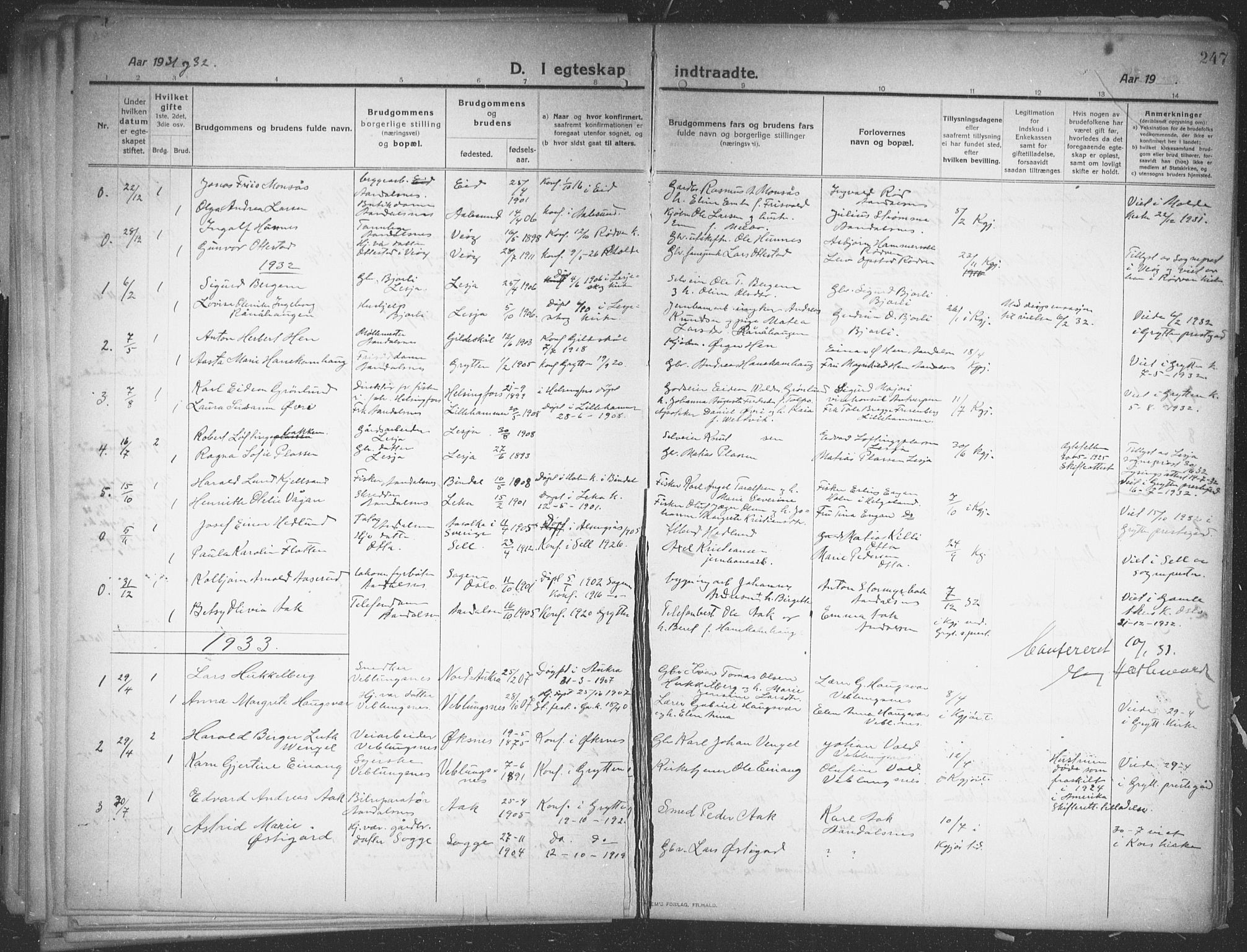 Ministerialprotokoller, klokkerbøker og fødselsregistre - Møre og Romsdal, AV/SAT-A-1454/544/L0581: Parish register (copy) no. 544C03, 1910-1937, p. 246