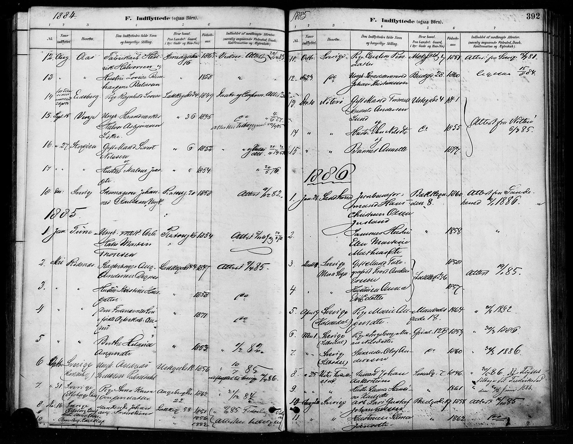 Grønland prestekontor Kirkebøker, SAO/A-10848/F/Fa/L0008: Parish register (official) no. 8, 1881-1893, p. 392