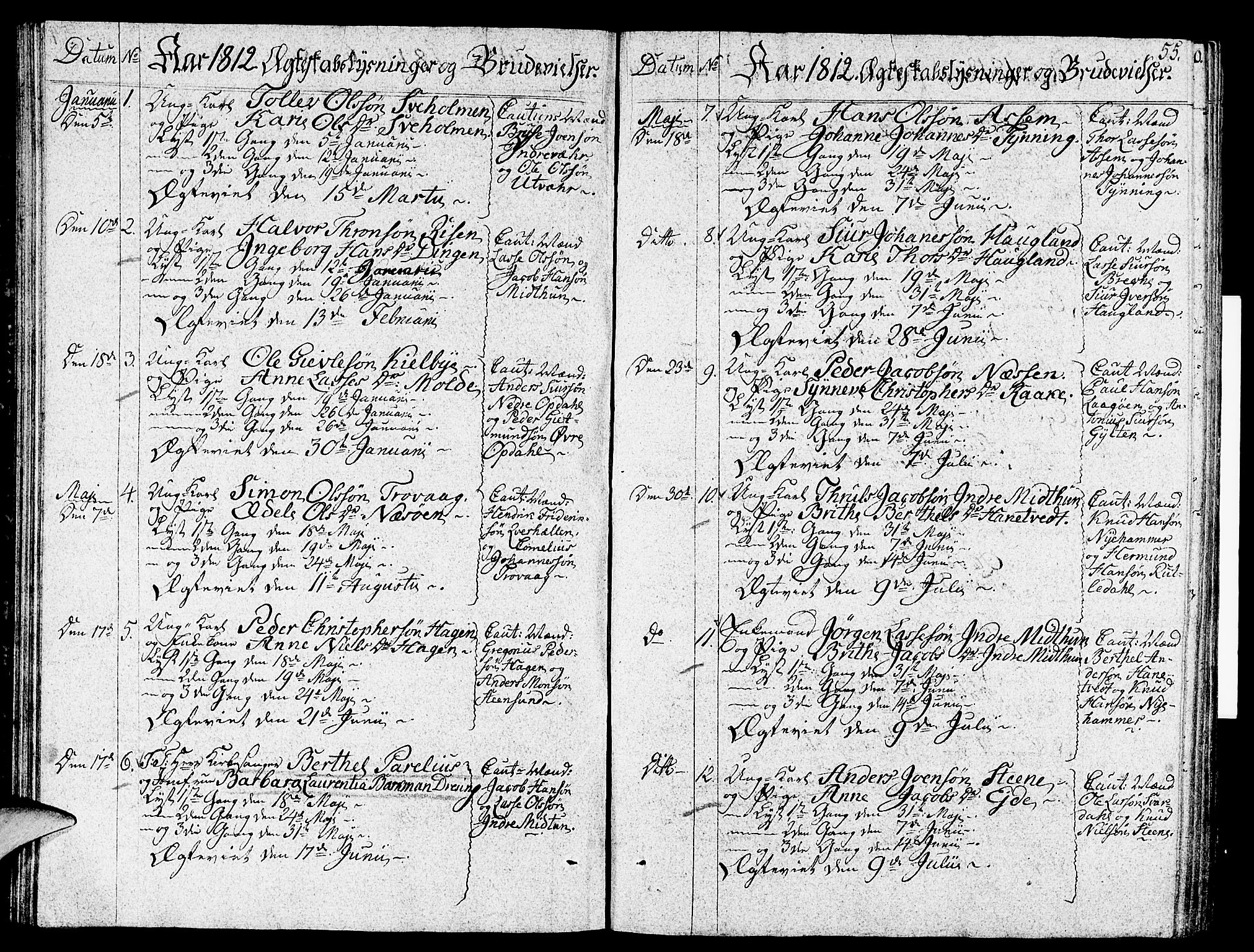 Gulen sokneprestembete, SAB/A-80201/H/Haa/Haaa/L0017: Parish register (official) no. A 17, 1809-1825, p. 55